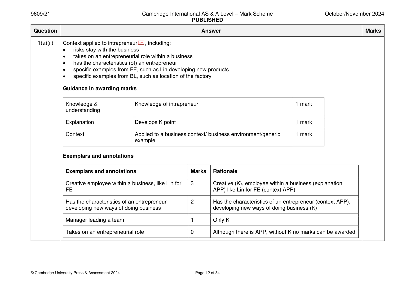 Mark scheme, page 12 of 34
