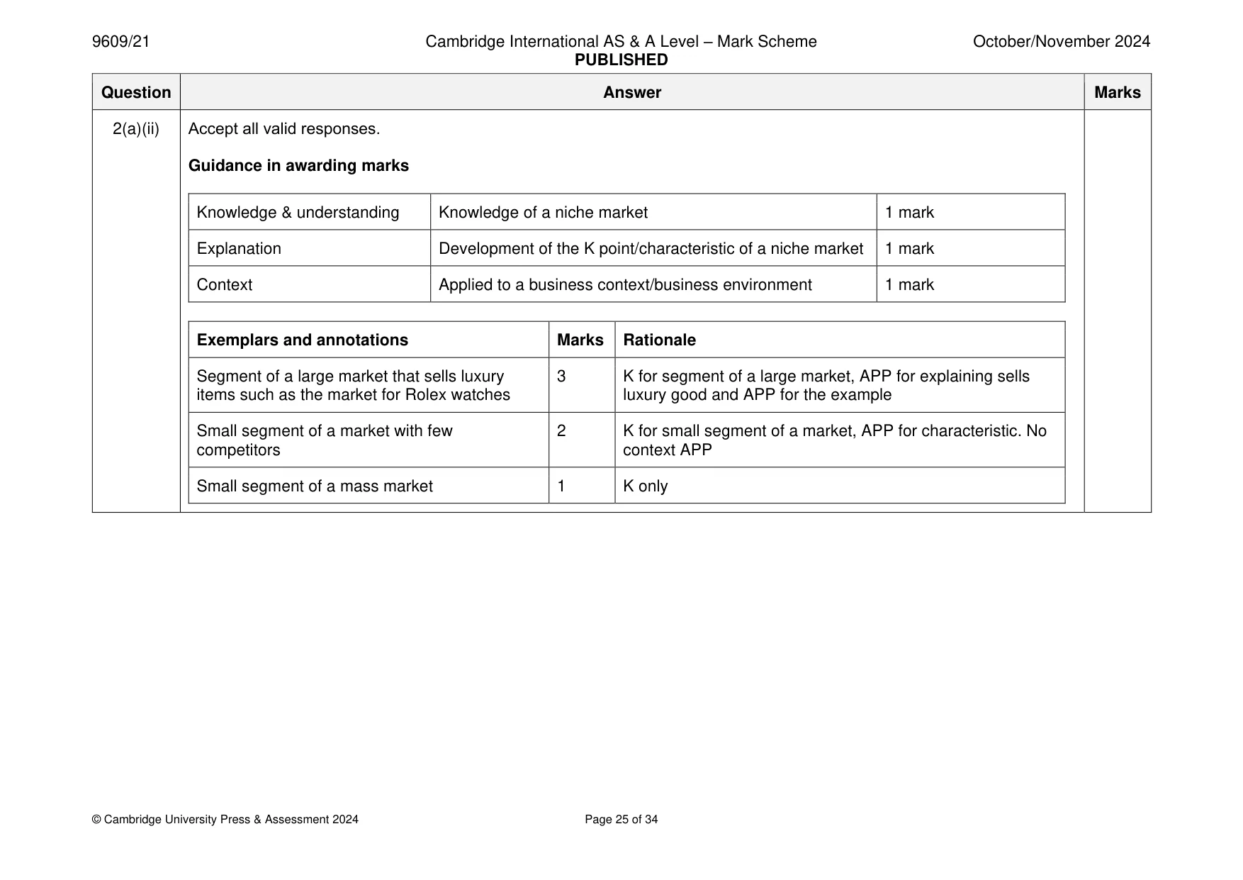 Mark scheme, page 25 of 34