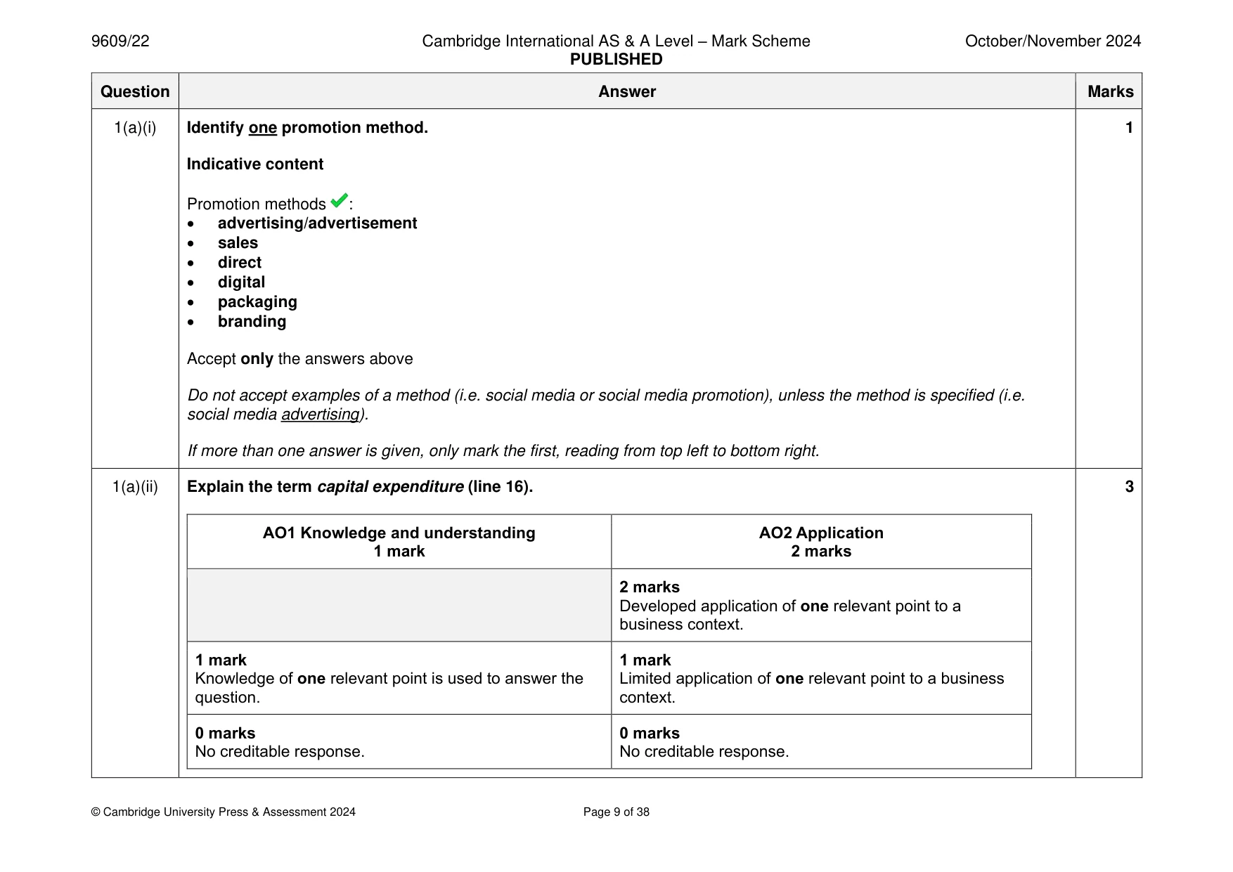 Mark scheme, page 9 of 38