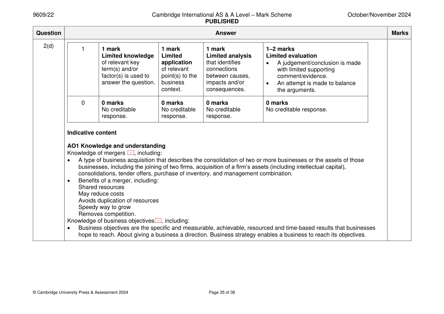 Mark scheme, page 35 of 38