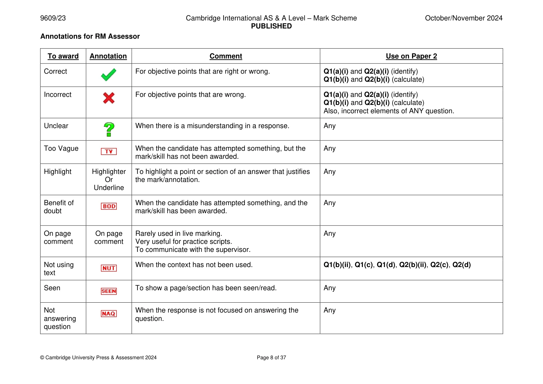 Mark scheme, page 8 of 37