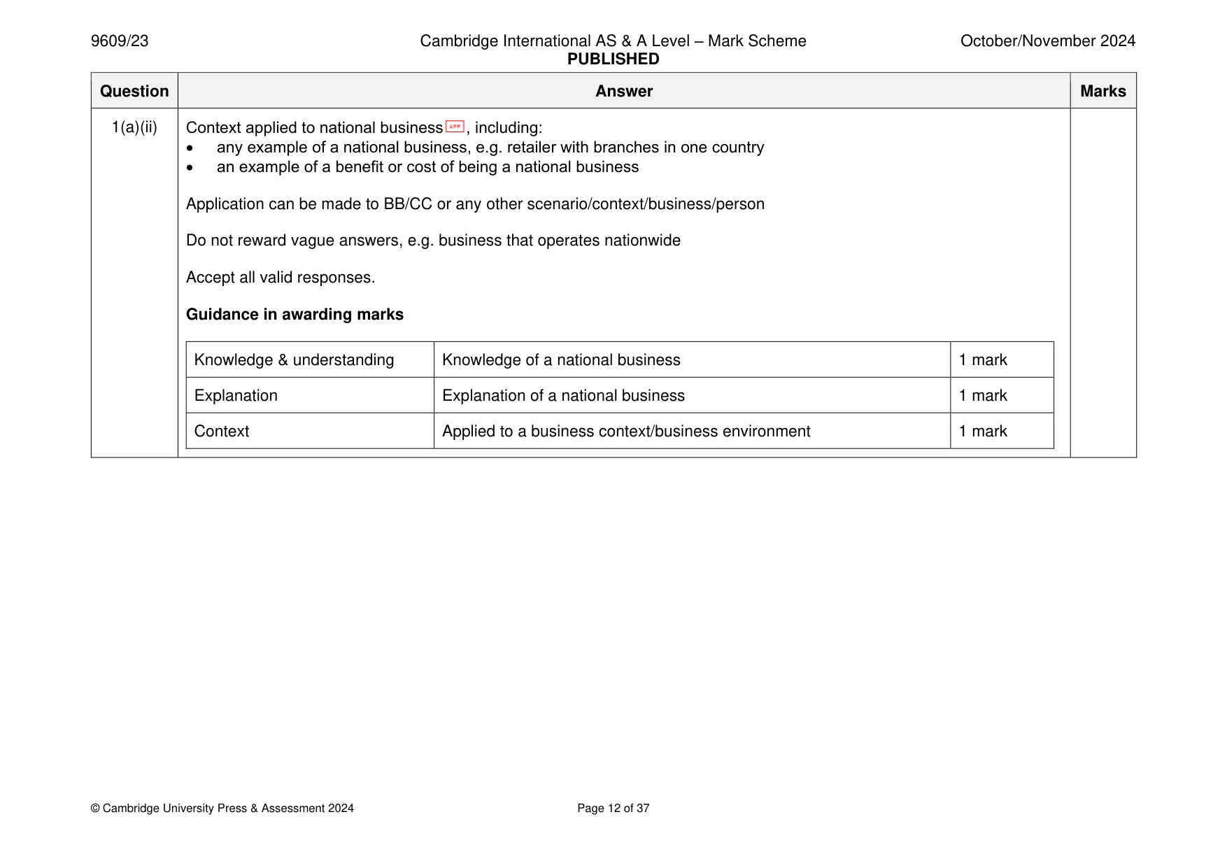 Mark scheme, page 12 of 37