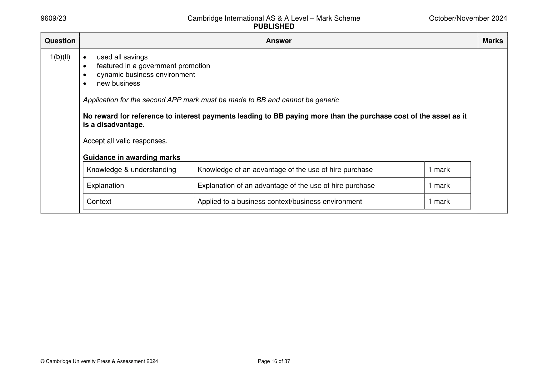 Mark scheme, page 16 of 37