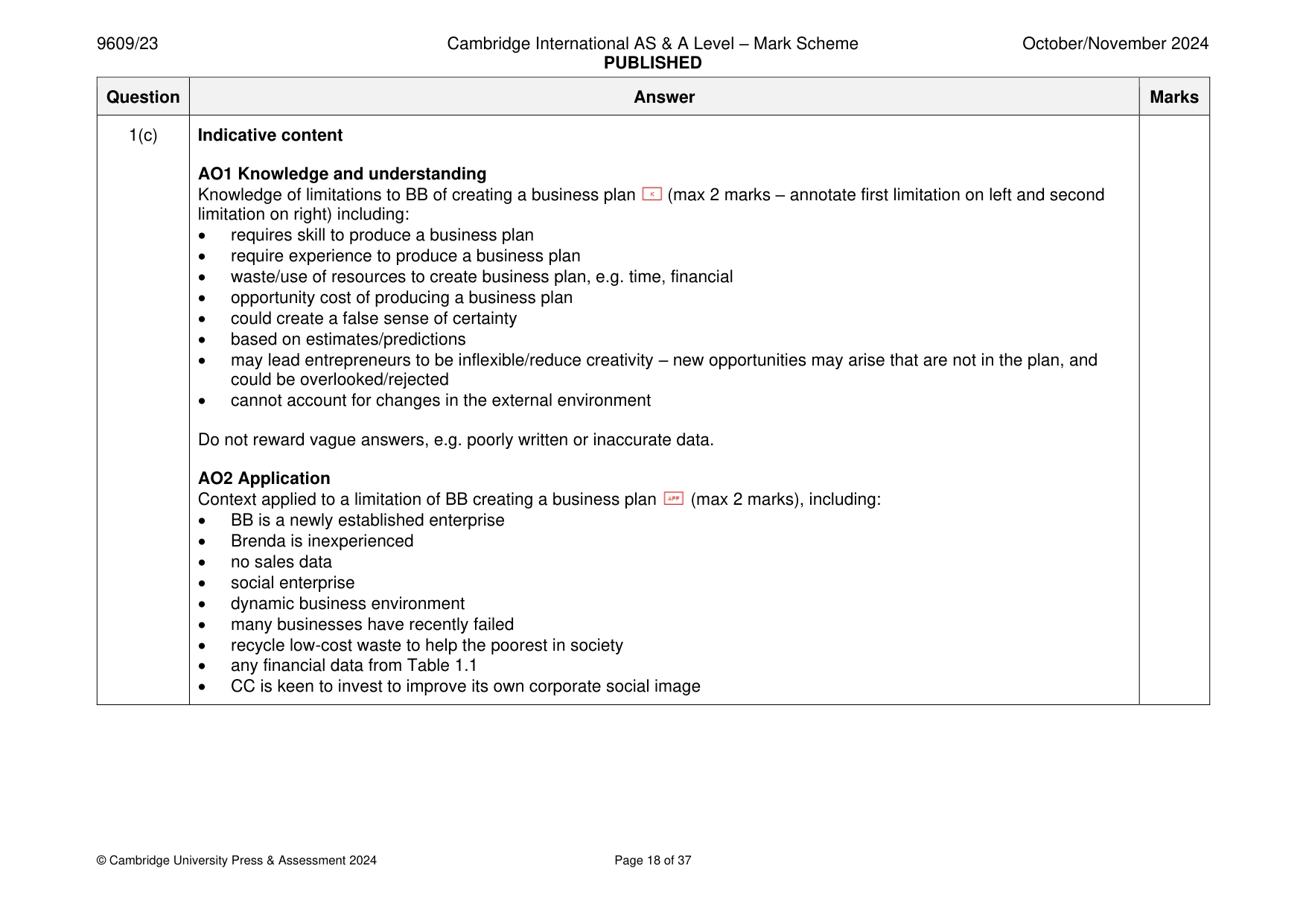 Mark scheme, page 18 of 37