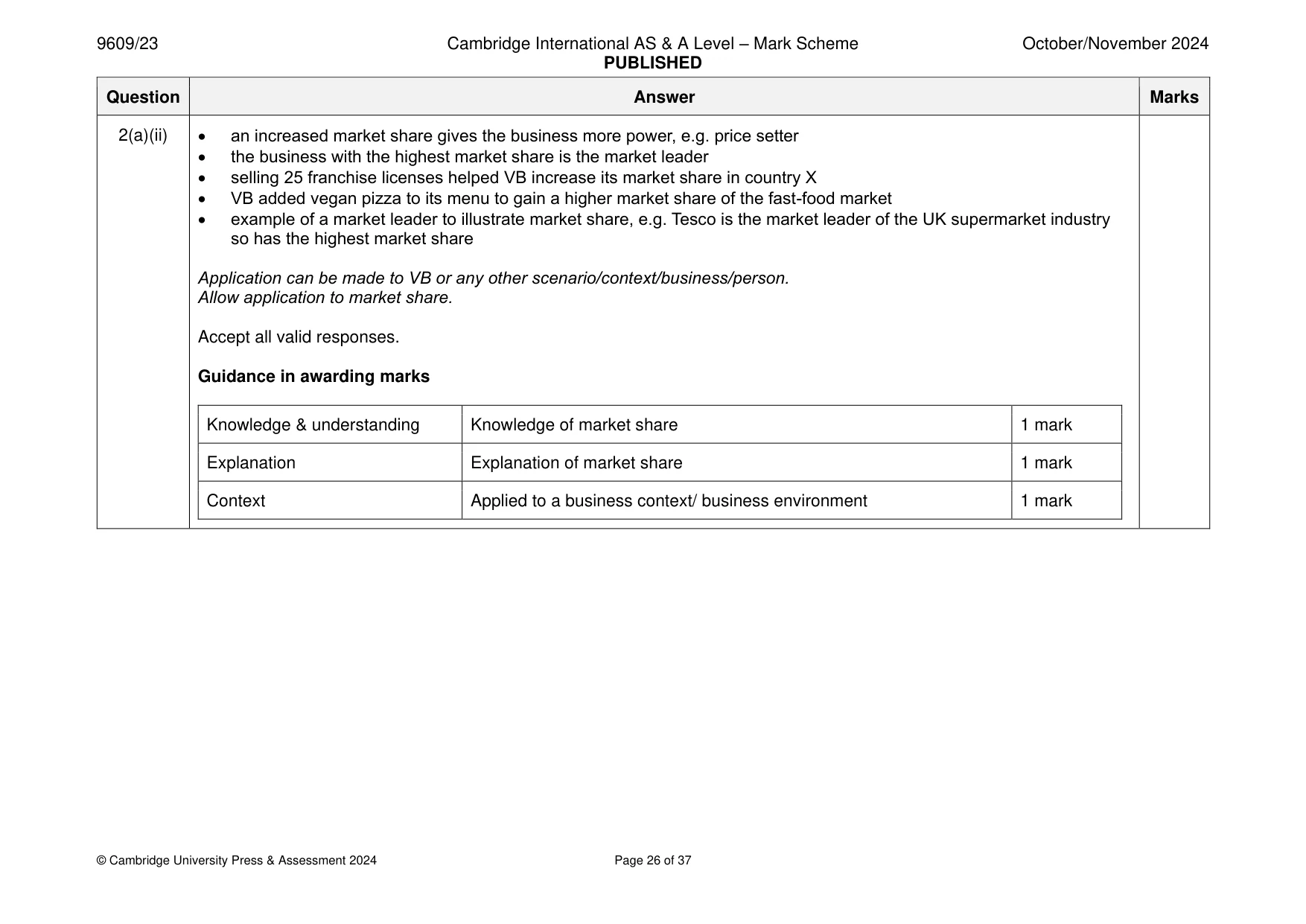 Mark scheme, page 26 of 37