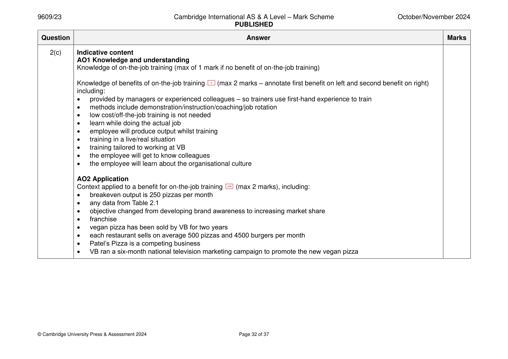 Mark scheme, page 32 of 37