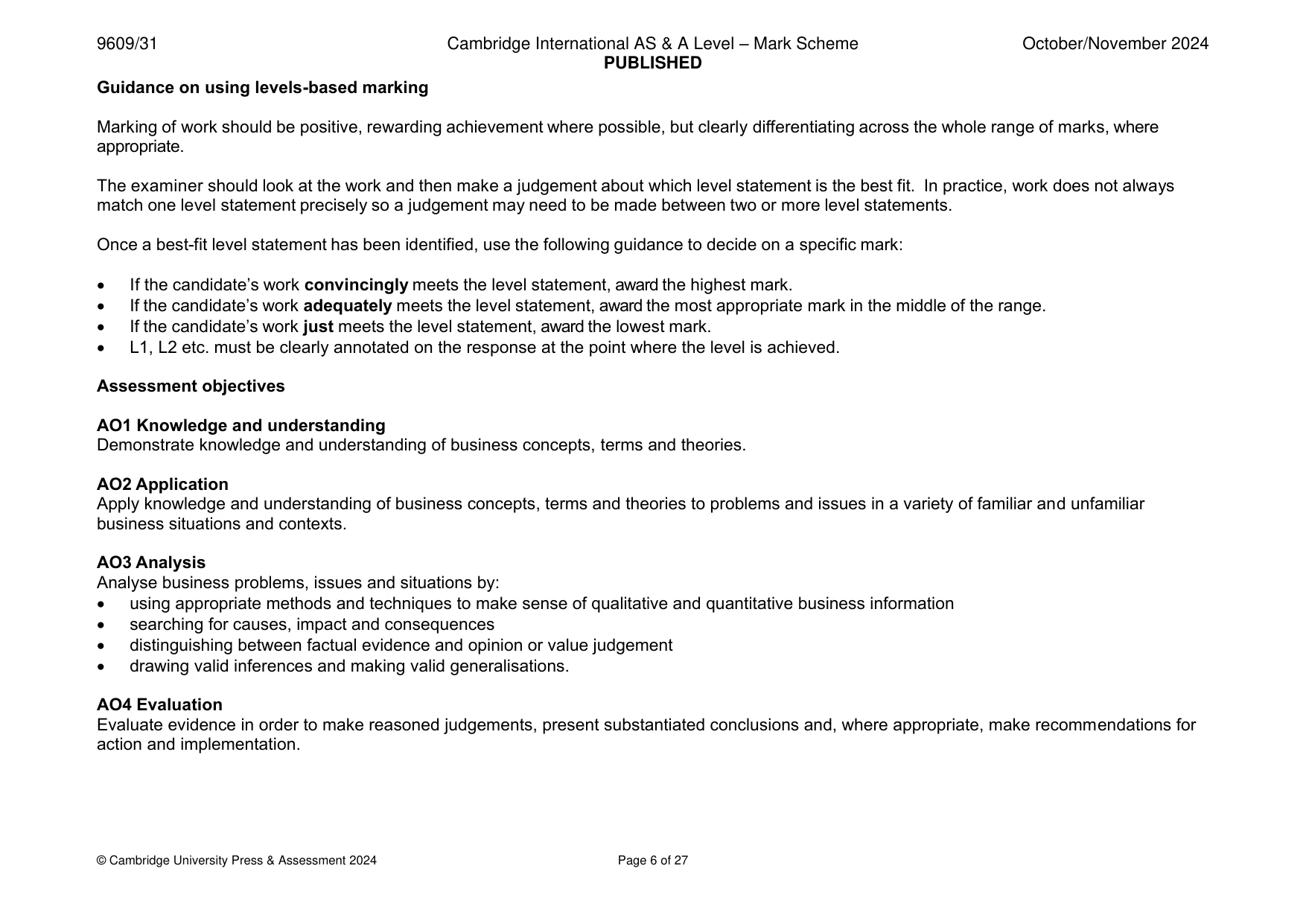Mark scheme, page 6 of 27