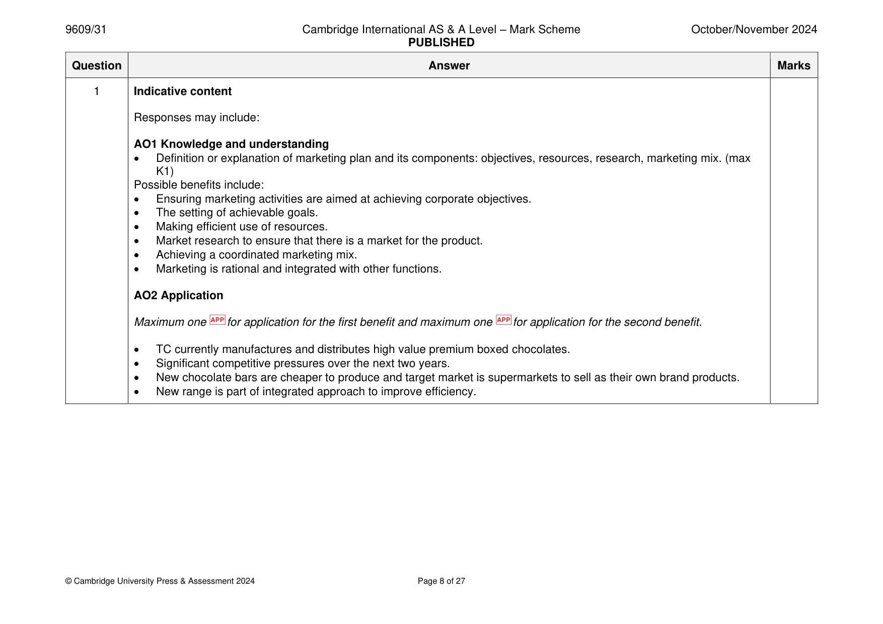 Mark scheme, page 8 of 27