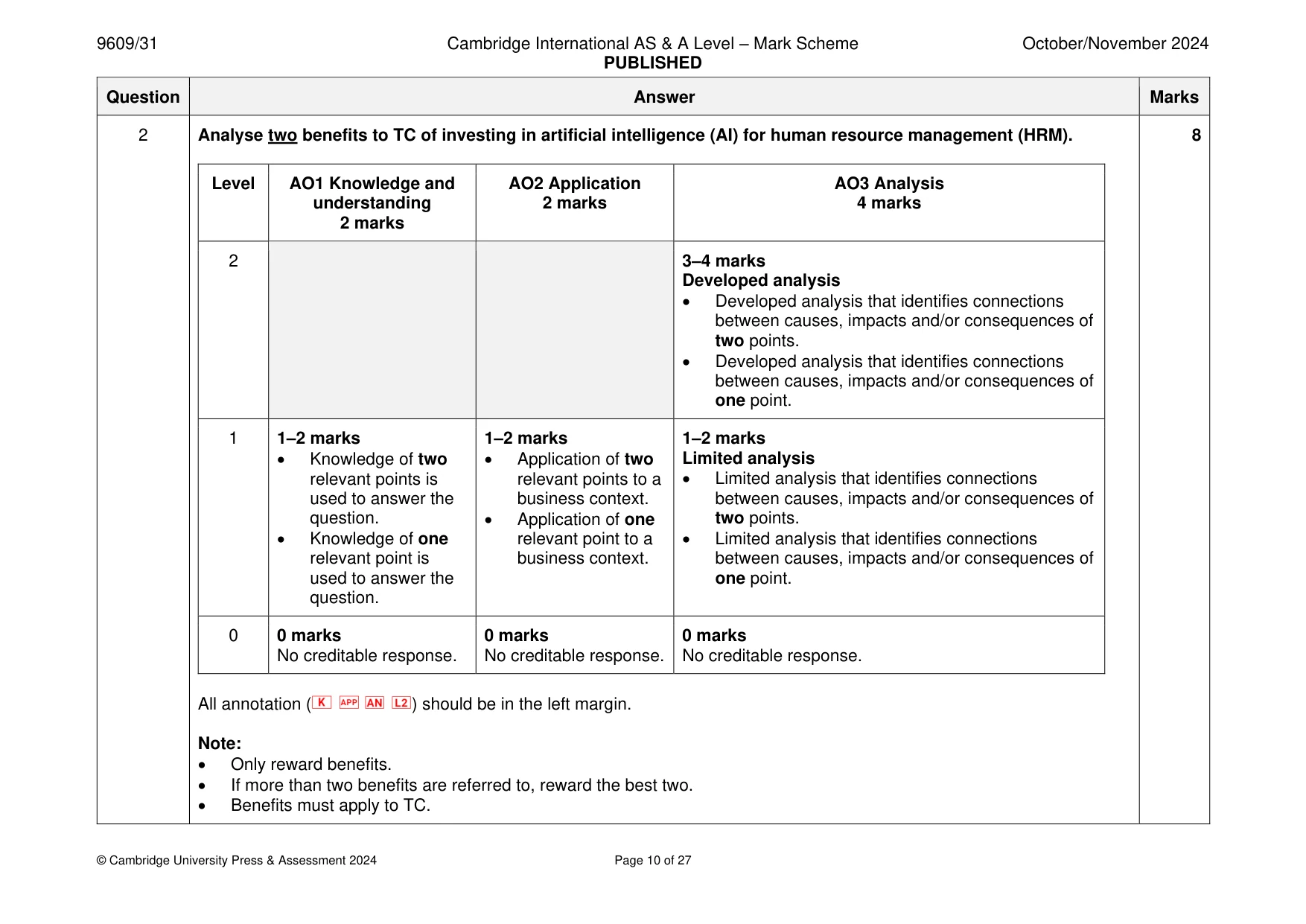 Mark scheme, page 10 of 27