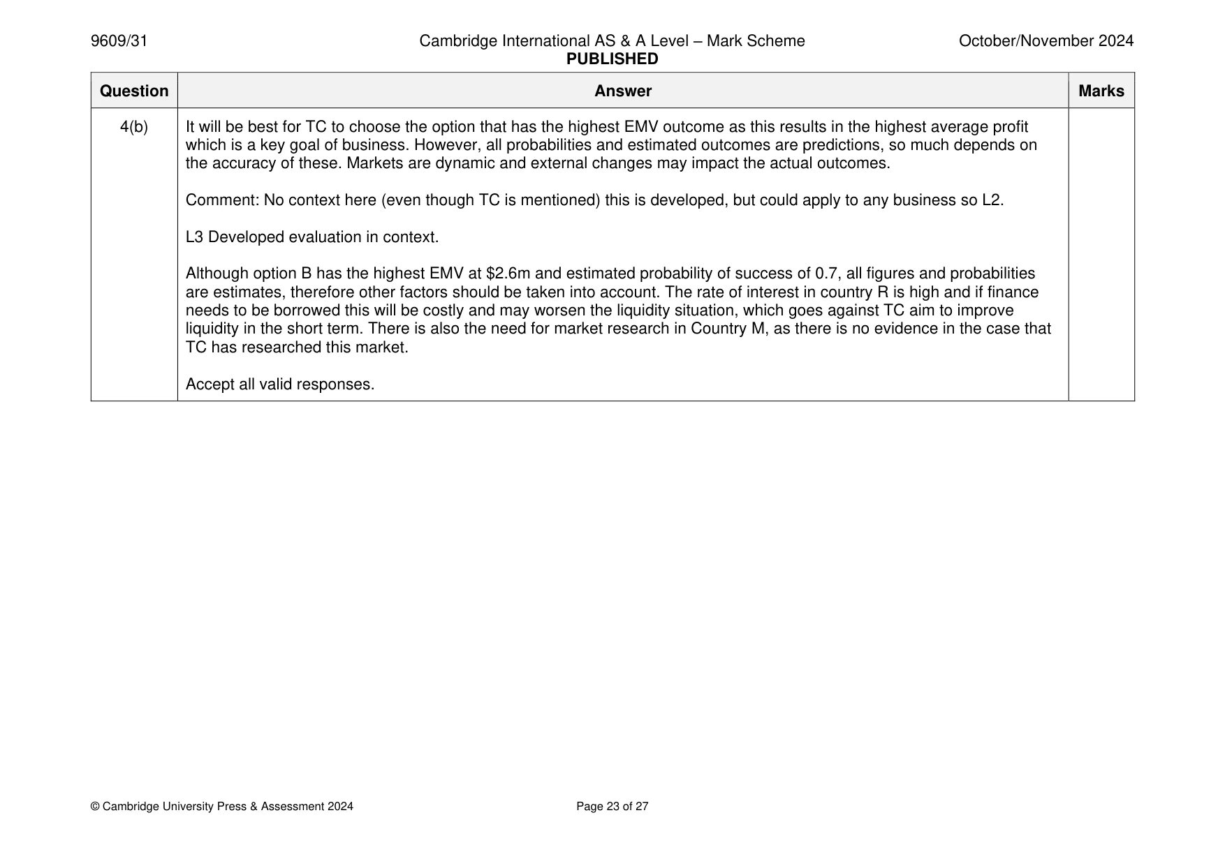 Mark scheme, page 23 of 27