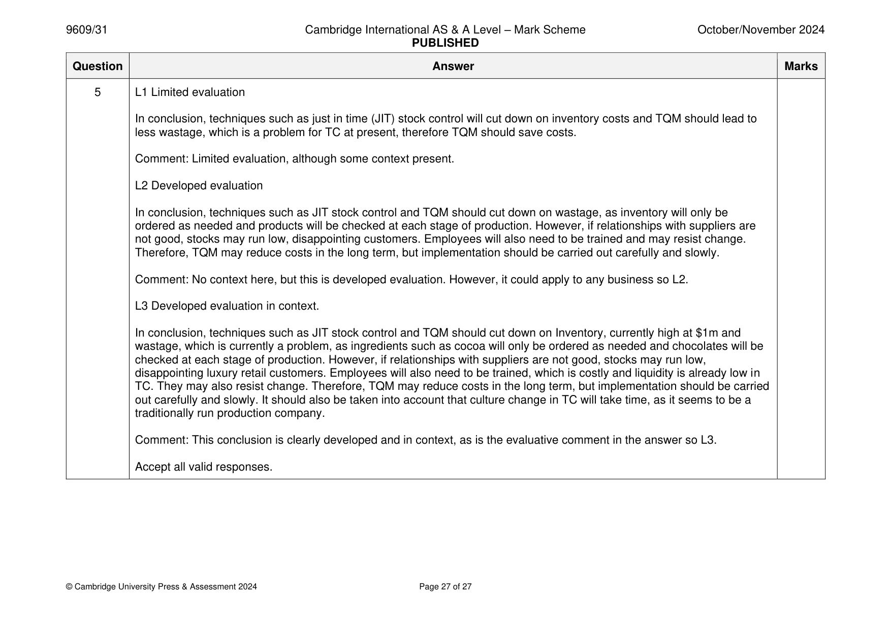Mark scheme, page 27 of 27