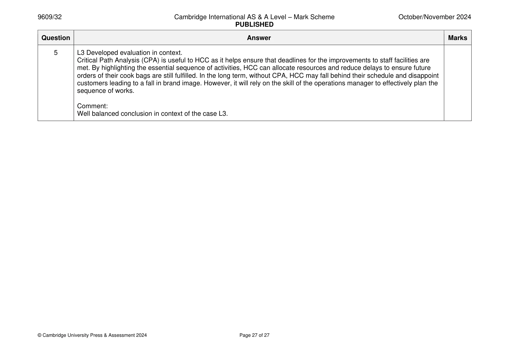 Mark scheme, page 27 of 27