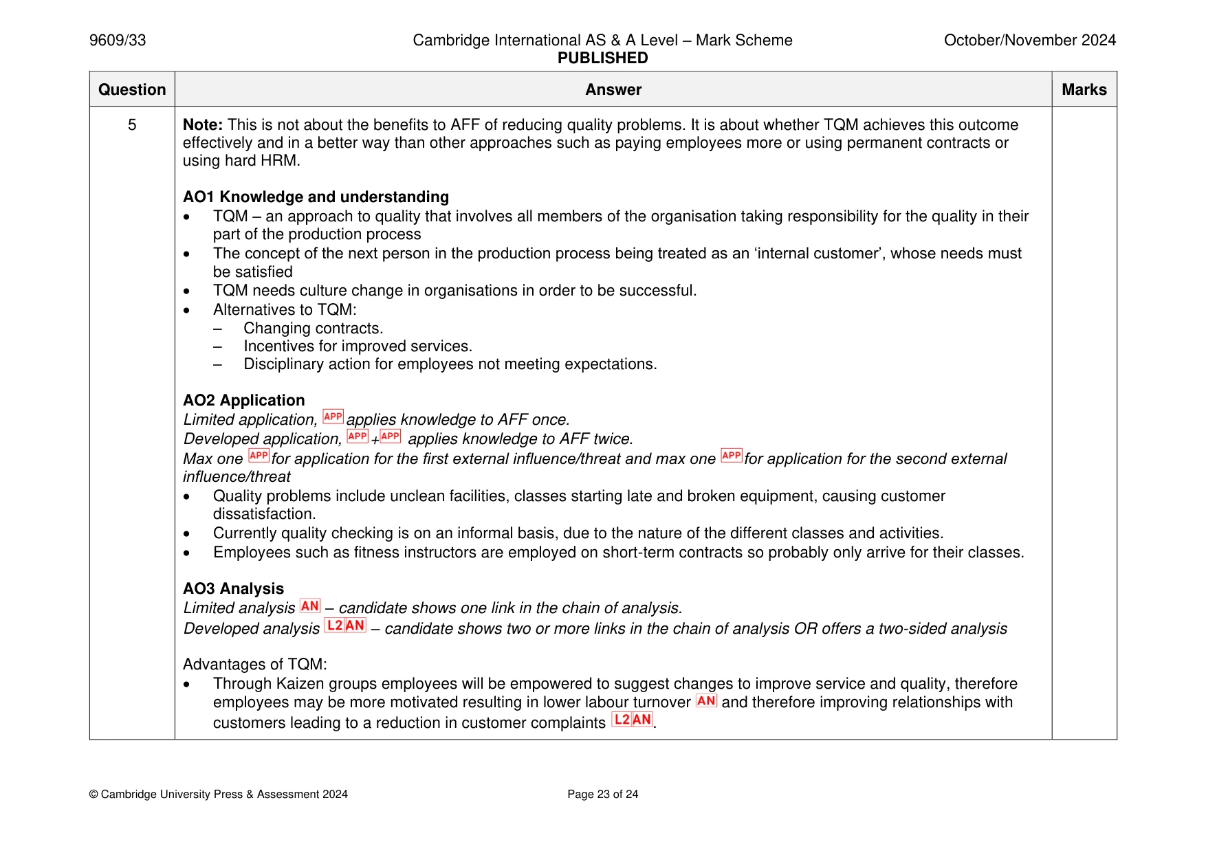 Mark scheme, page 23 of 24