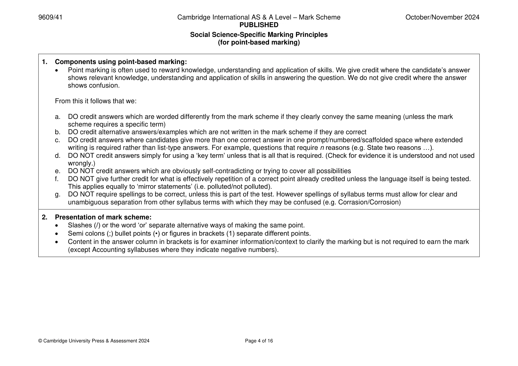 Mark scheme, page 4 of 16