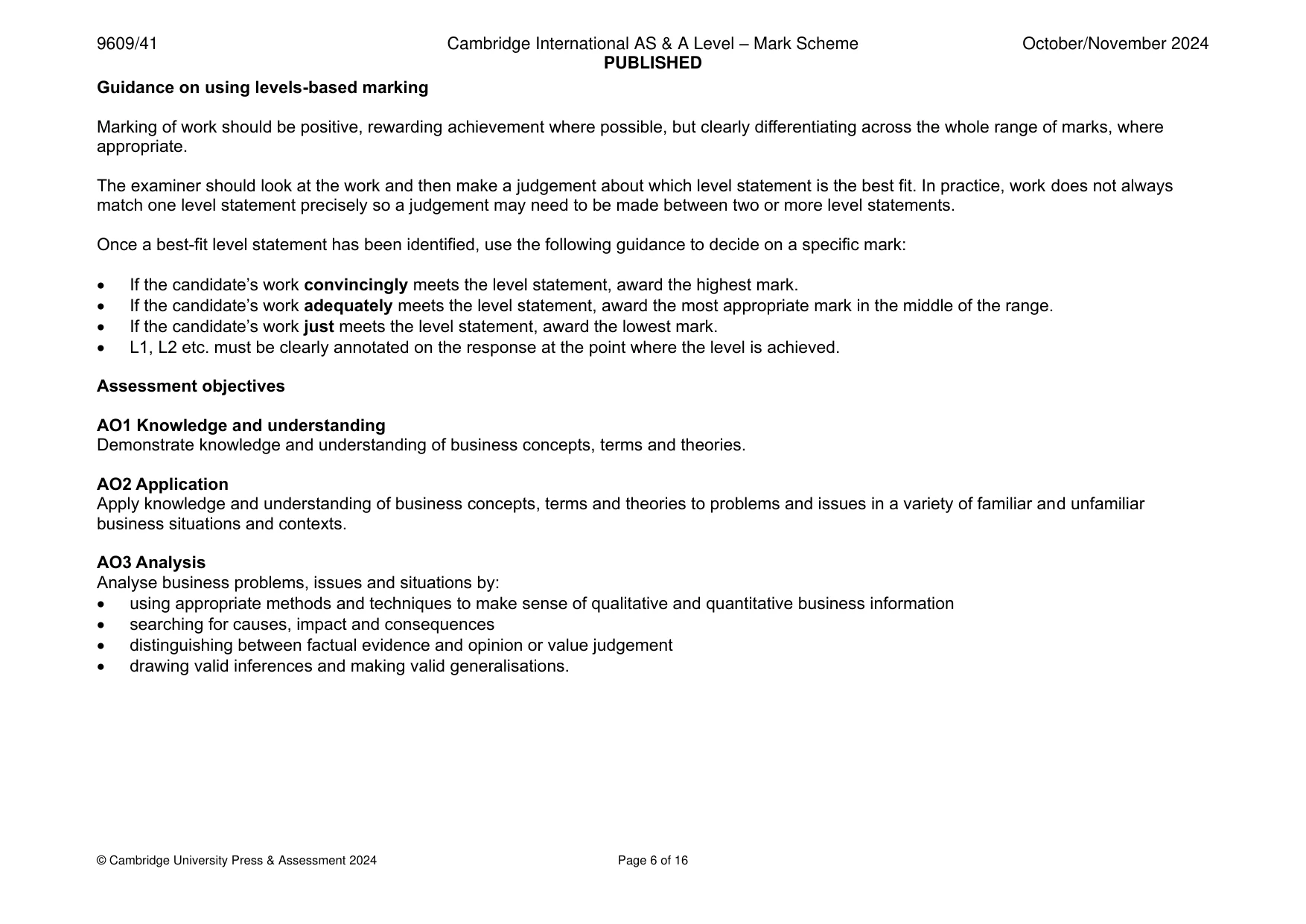 Mark scheme, page 6 of 16