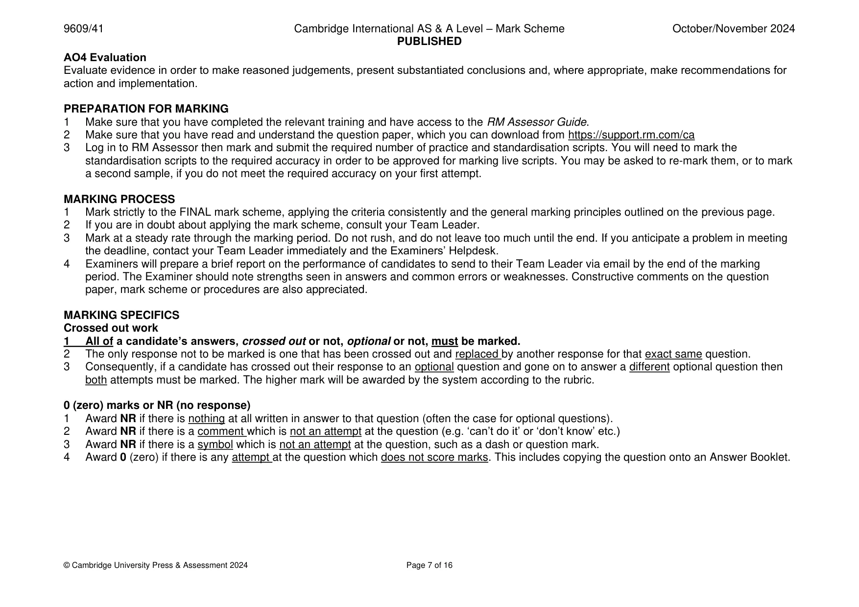 Mark scheme, page 7 of 16