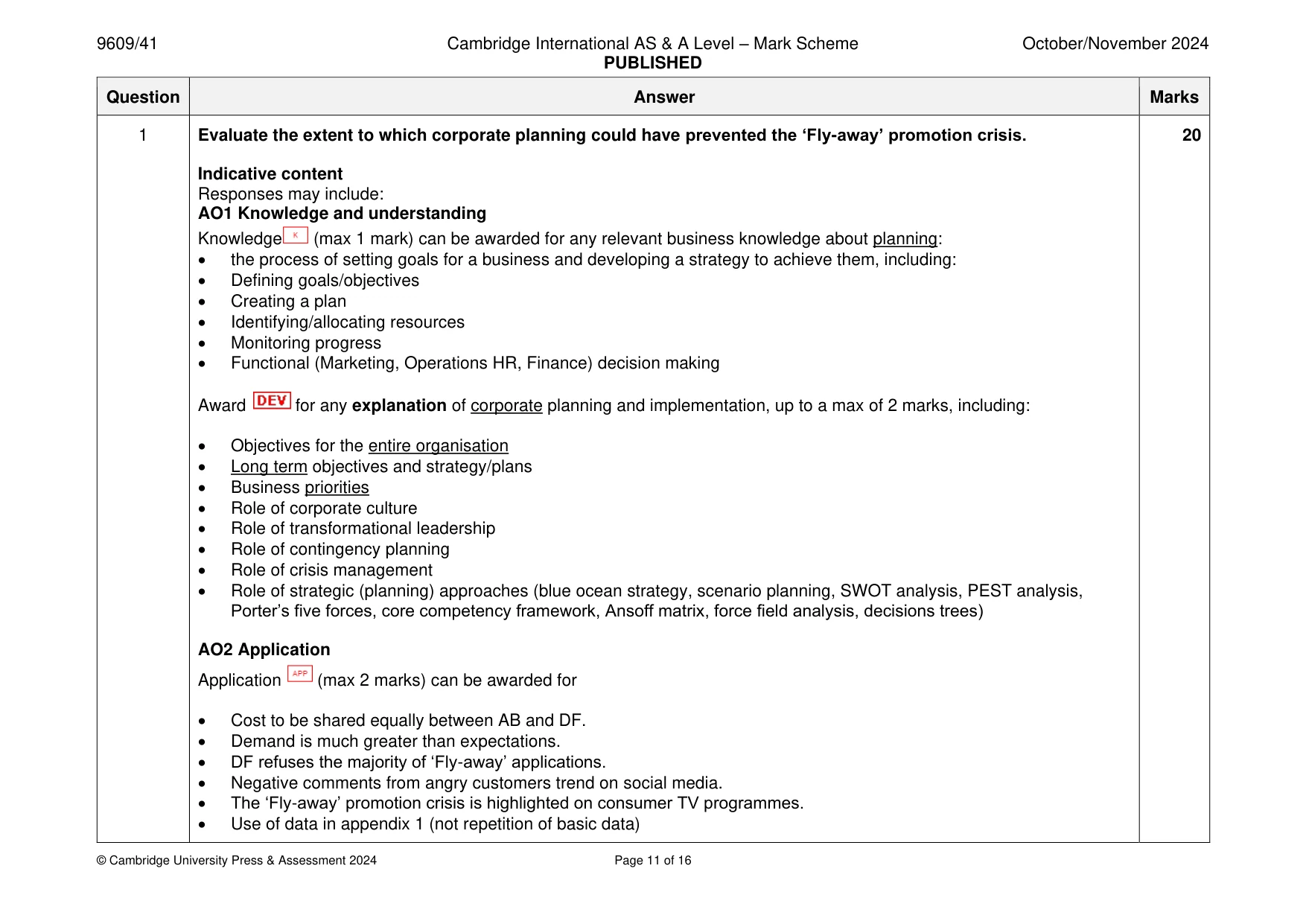 Mark scheme, page 11 of 16