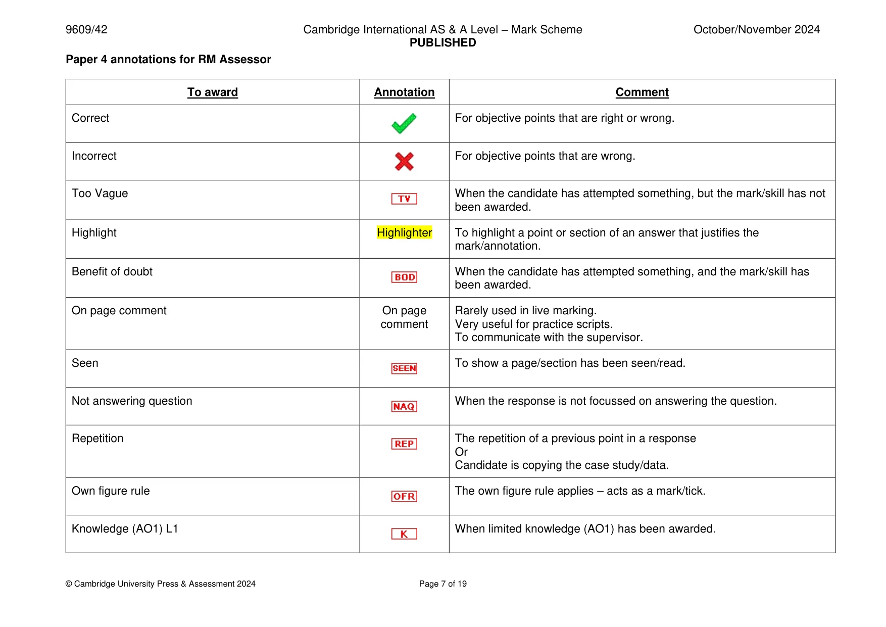 Mark scheme, page 7 of 19