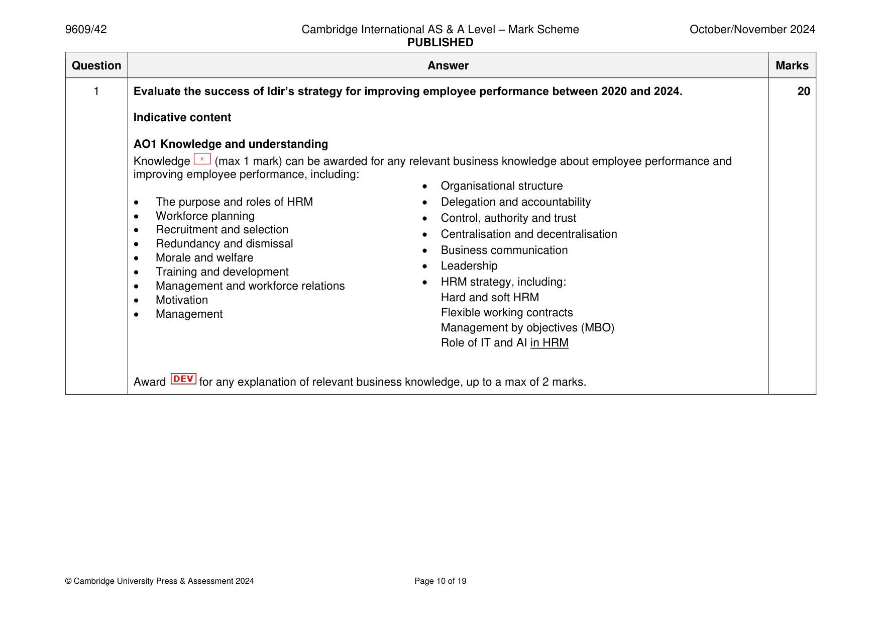 Mark scheme, page 10 of 19