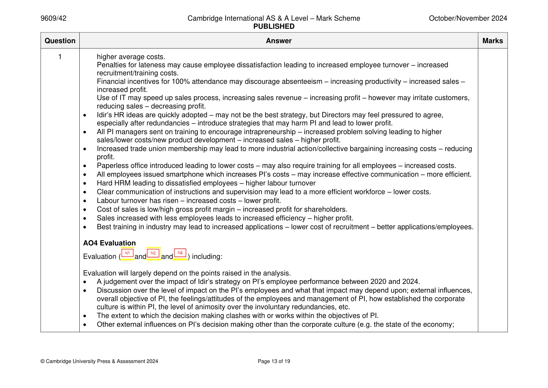 Mark scheme, page 13 of 19