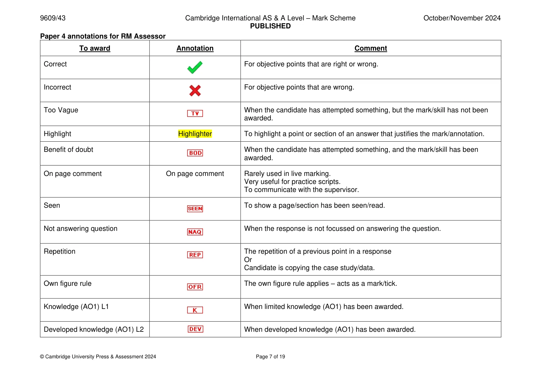 Mark scheme, page 7 of 19