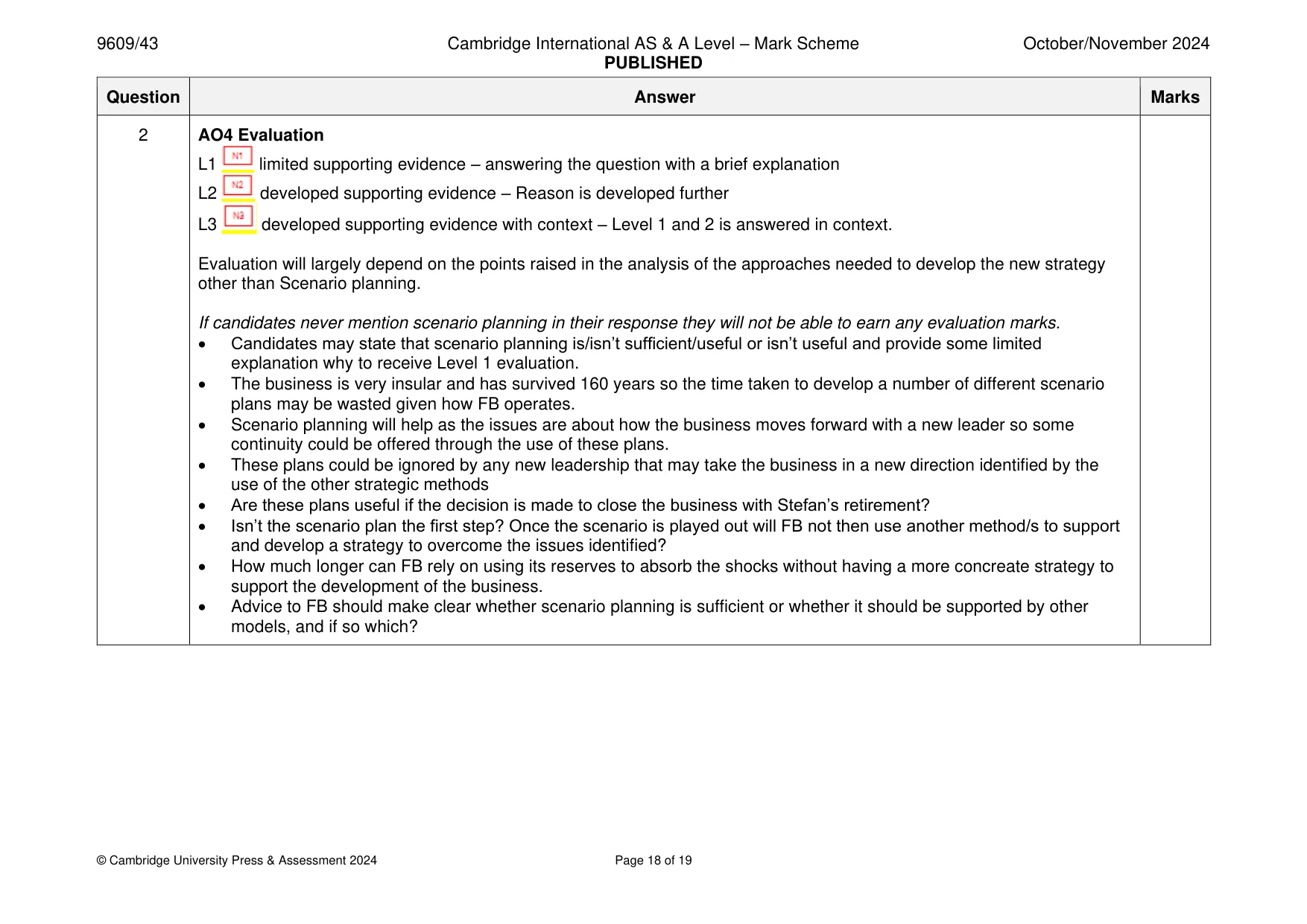 Mark scheme, page 18 of 19