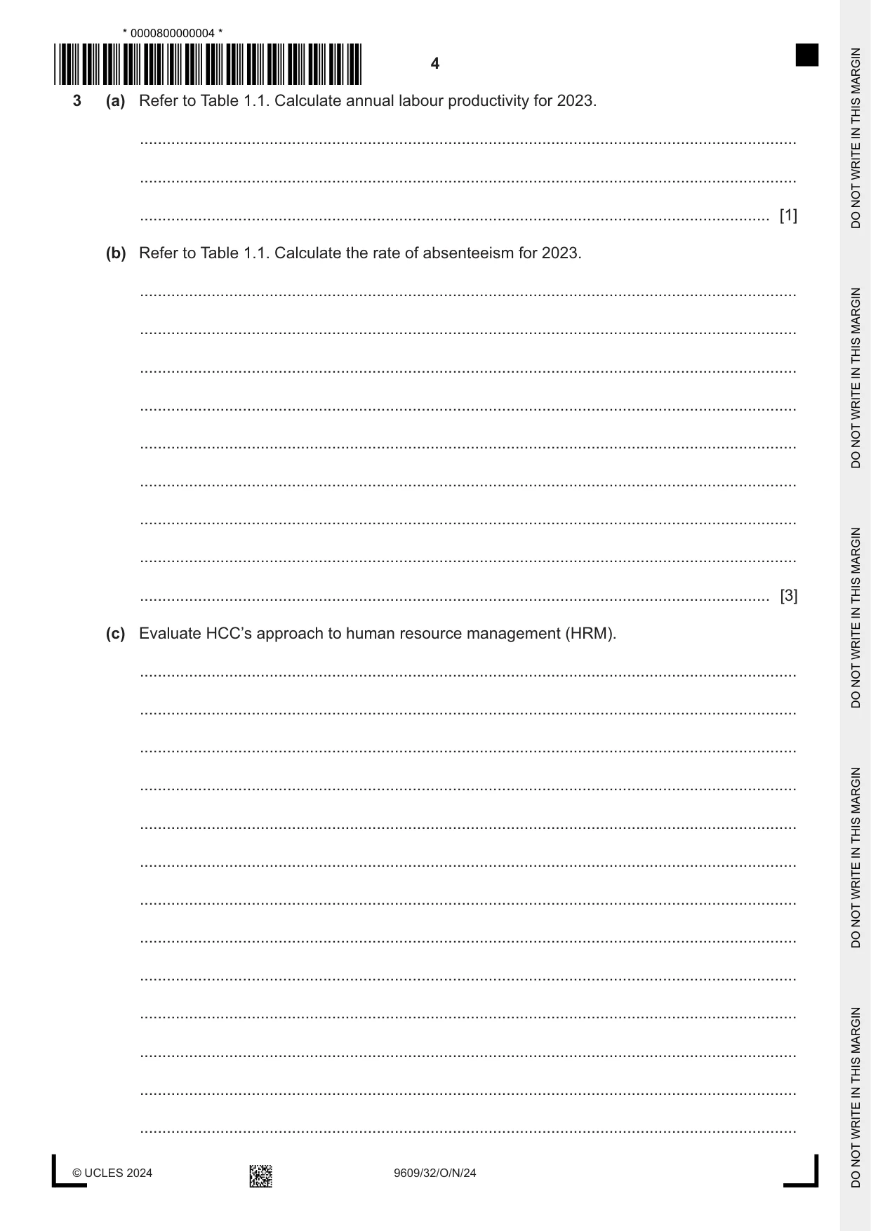 Cambridge A Level Business (for first examination in 2016) 9609 2024 Oct/Nov Paper 3 · Variant 2 question paper, page 4 of 12