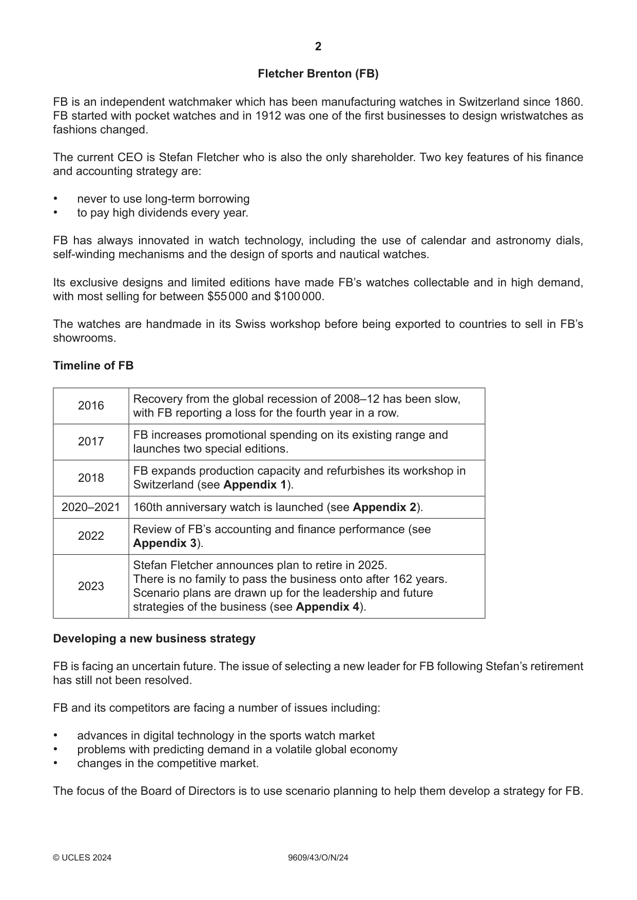 Cambridge A Level Business (for first examination in 2016) 9609 2024 Oct/Nov Paper 4 · Variant 3 question paper, page 2 of 4