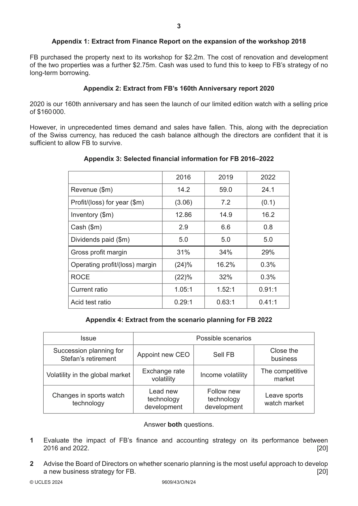 Cambridge A Level Business (for first examination in 2016) 9609 2024 Oct/Nov Paper 4 · Variant 3 question paper, page 3 of 4