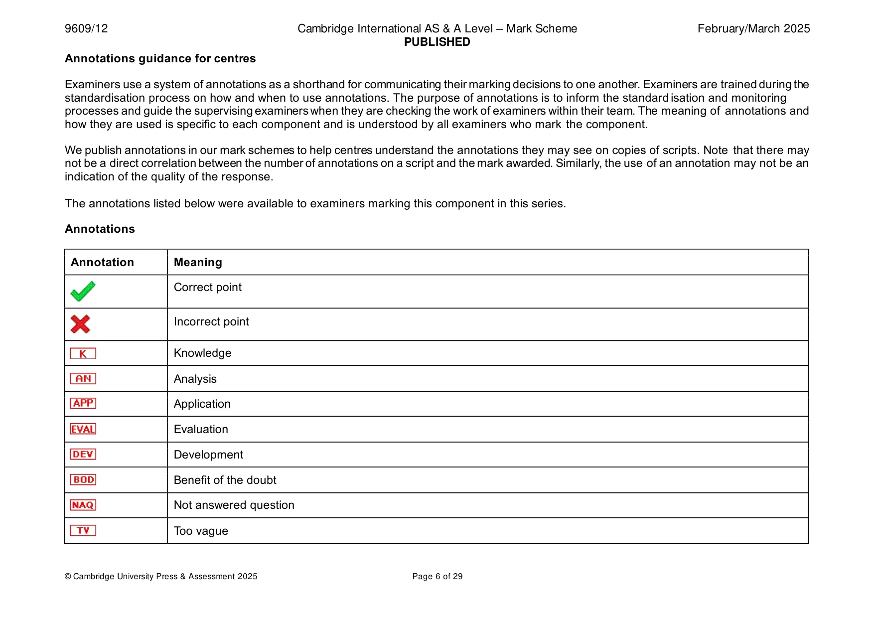 Mark scheme, page 6 of 29