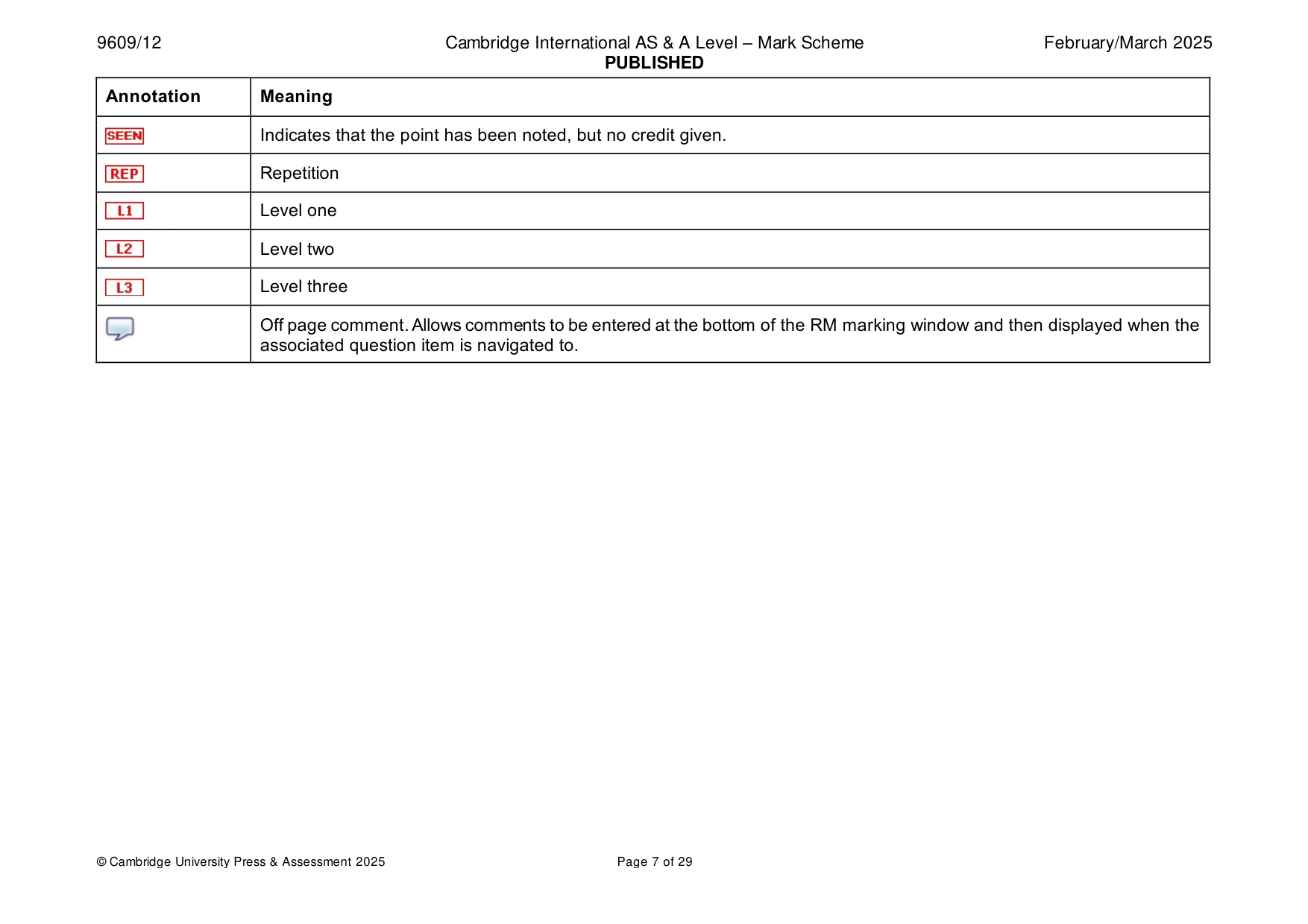 Mark scheme, page 7 of 29