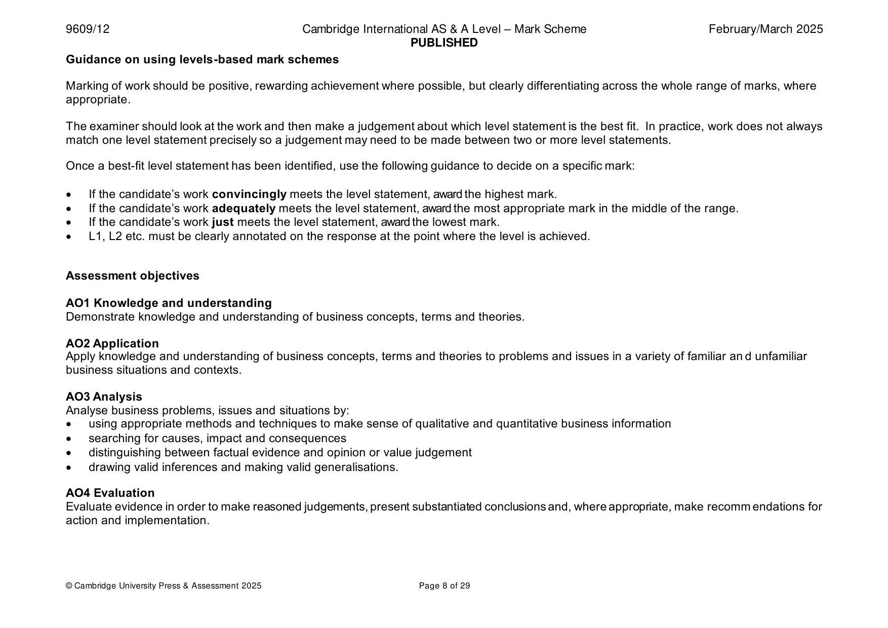 Mark scheme, page 8 of 29