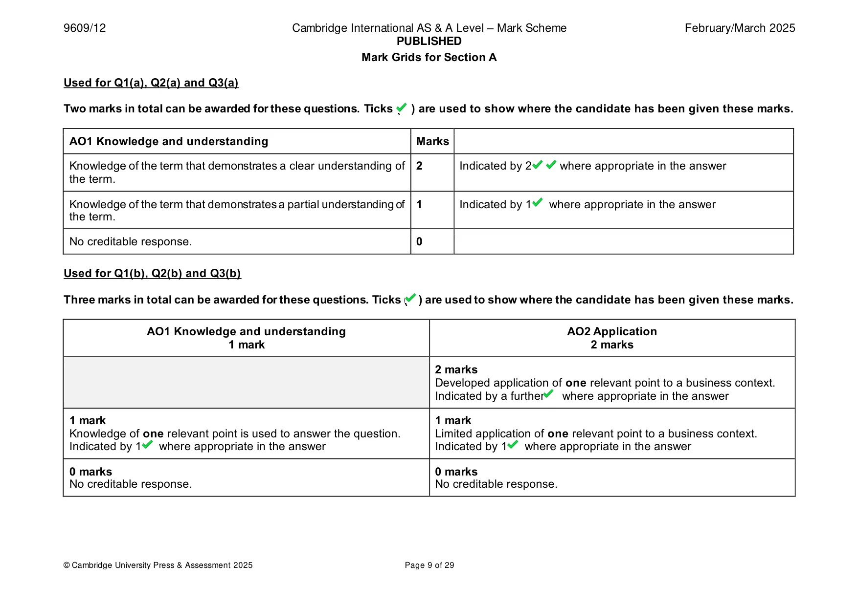 Mark scheme, page 9 of 29