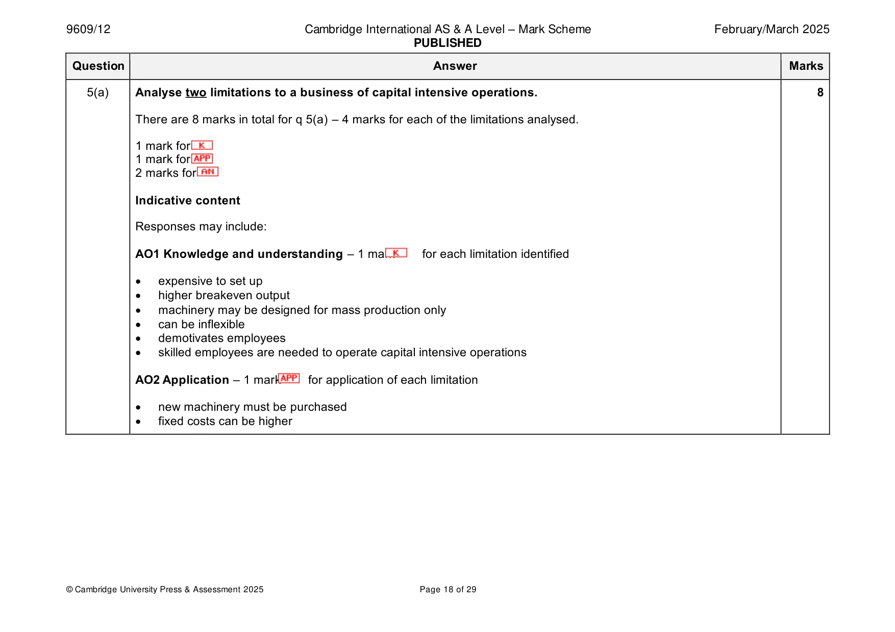 Mark scheme, page 18 of 29