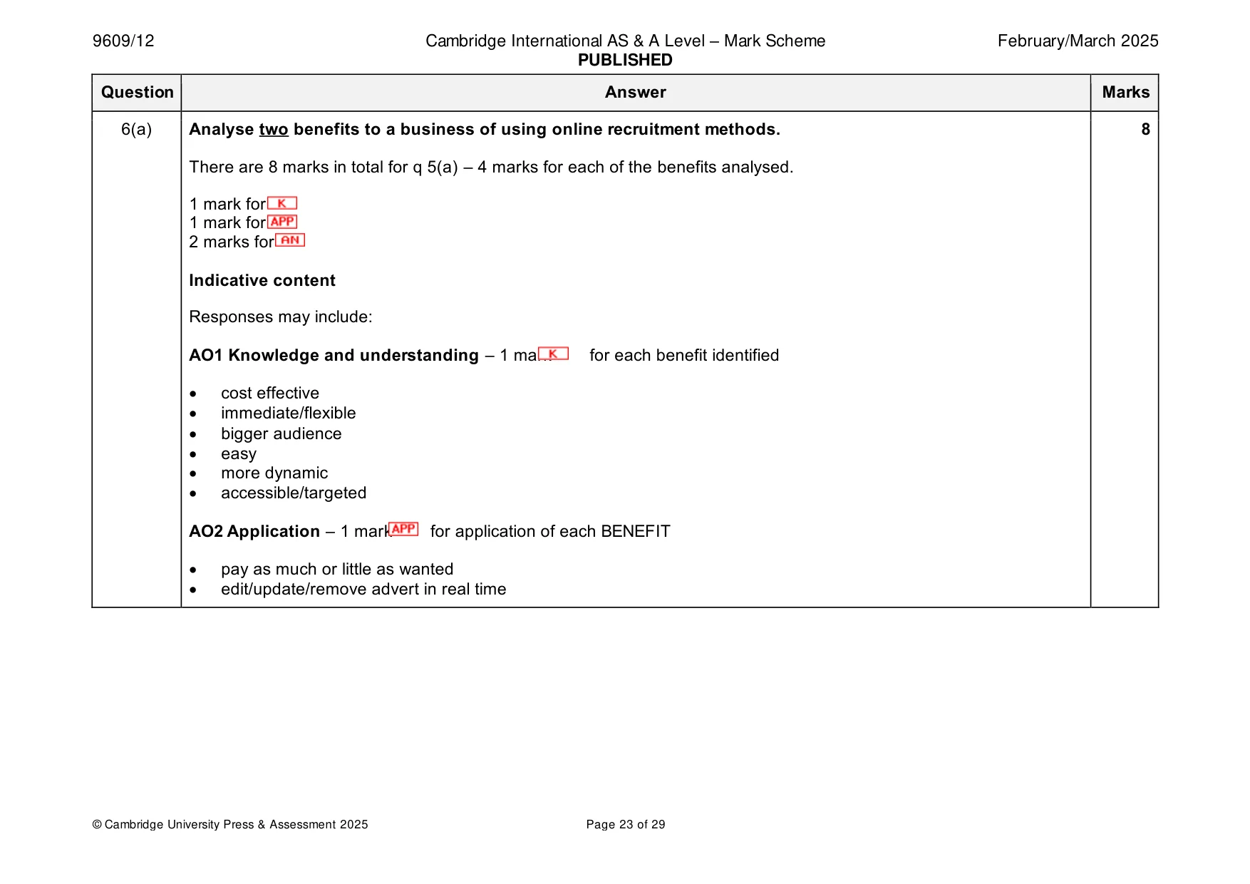 Mark scheme, page 23 of 29