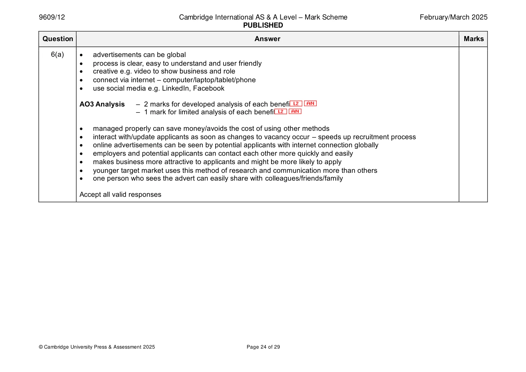Mark scheme, page 24 of 29