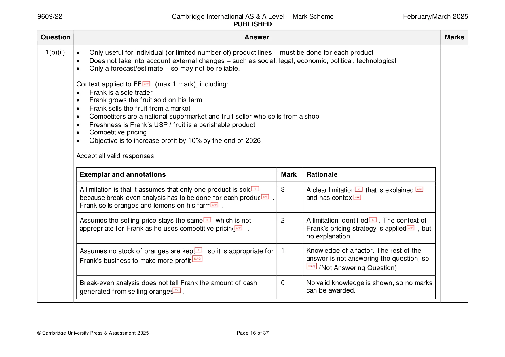 Mark scheme, page 16 of 37