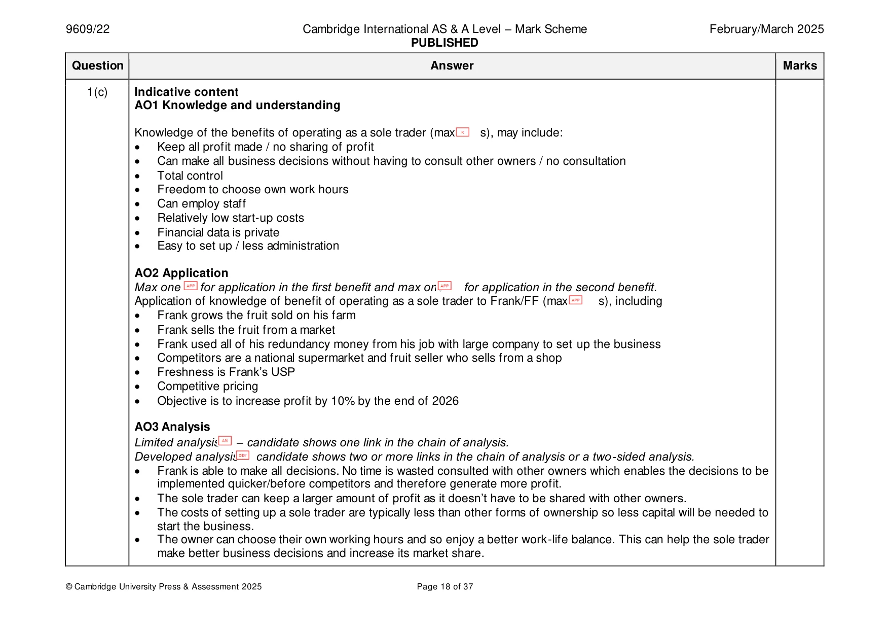 Mark scheme, page 18 of 37