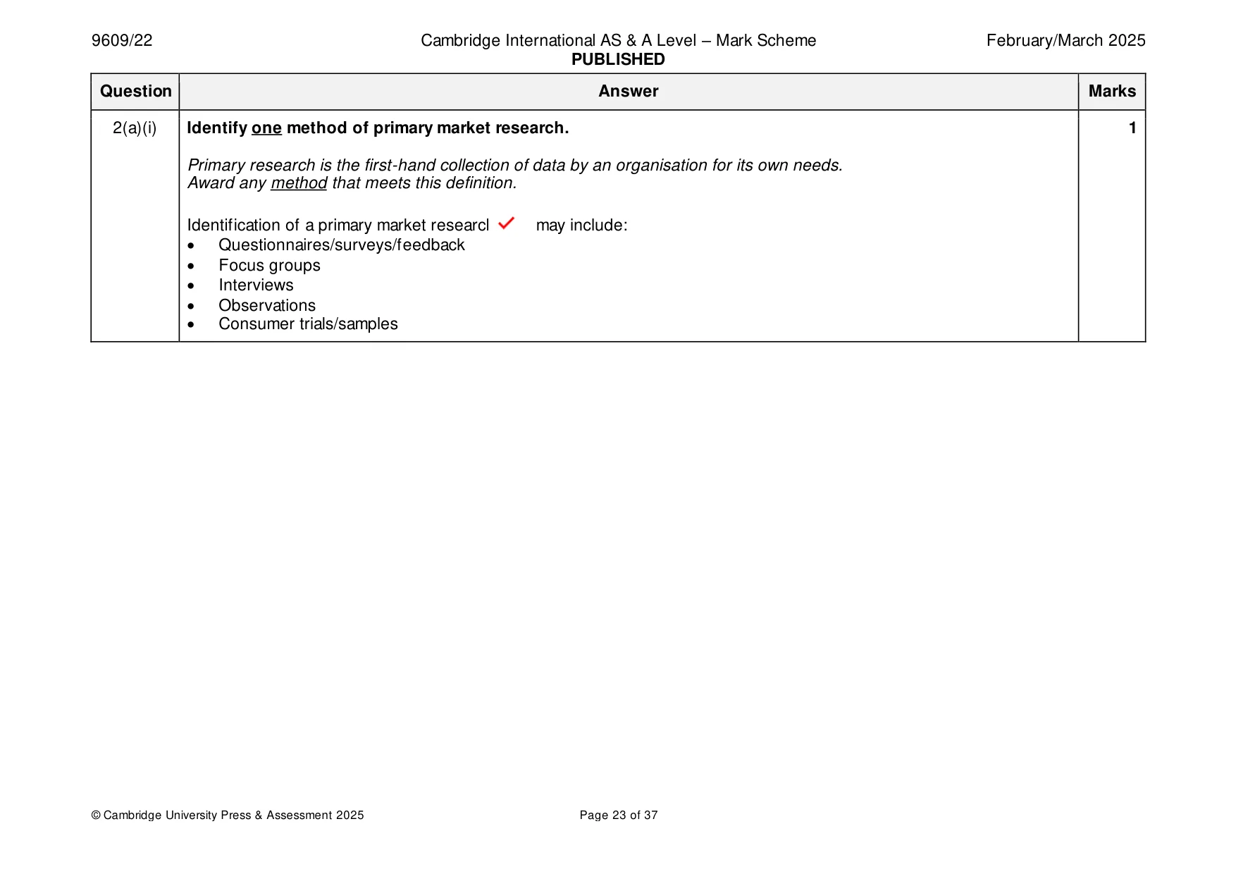 Mark scheme, page 23 of 37