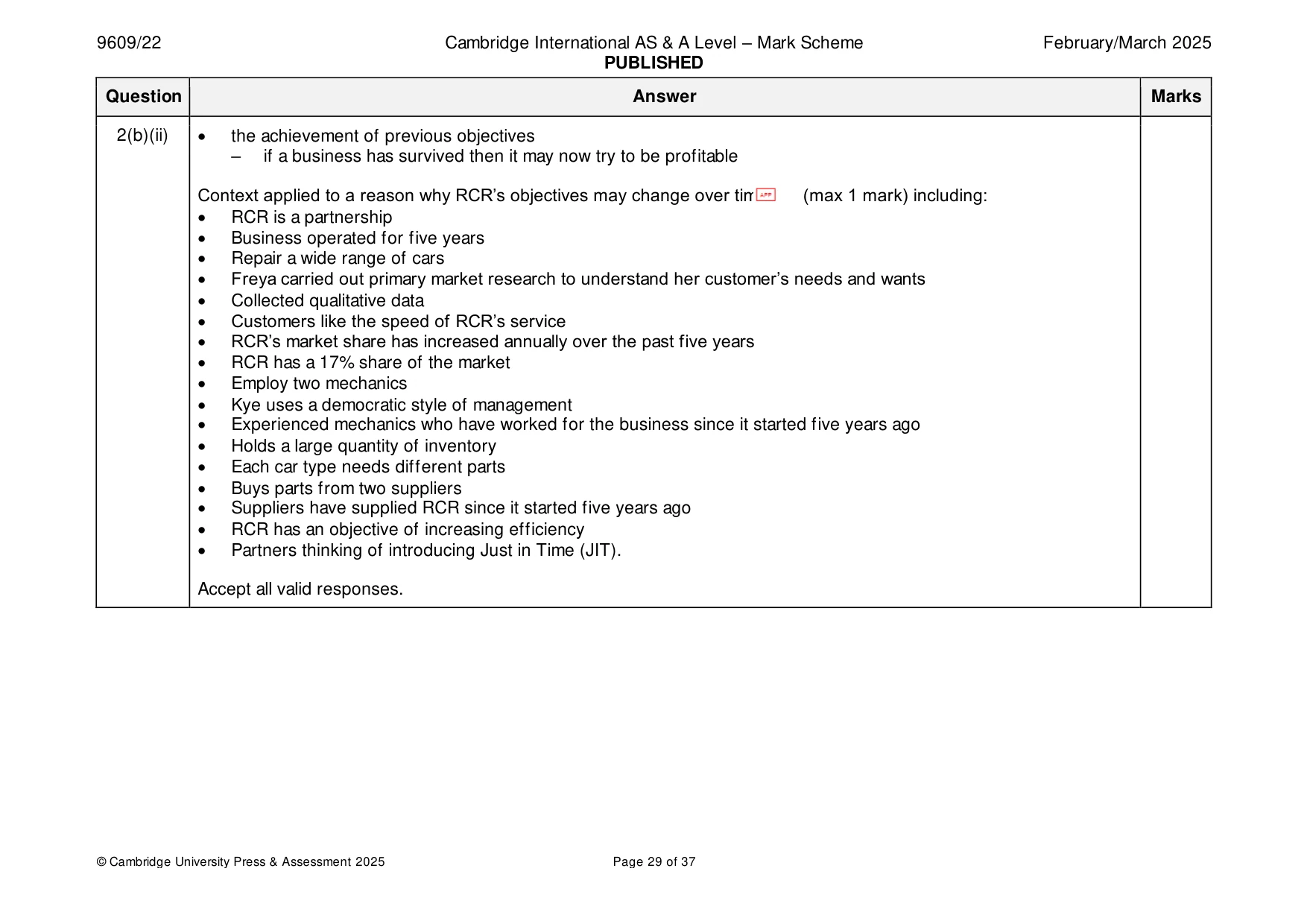 Mark scheme, page 29 of 37