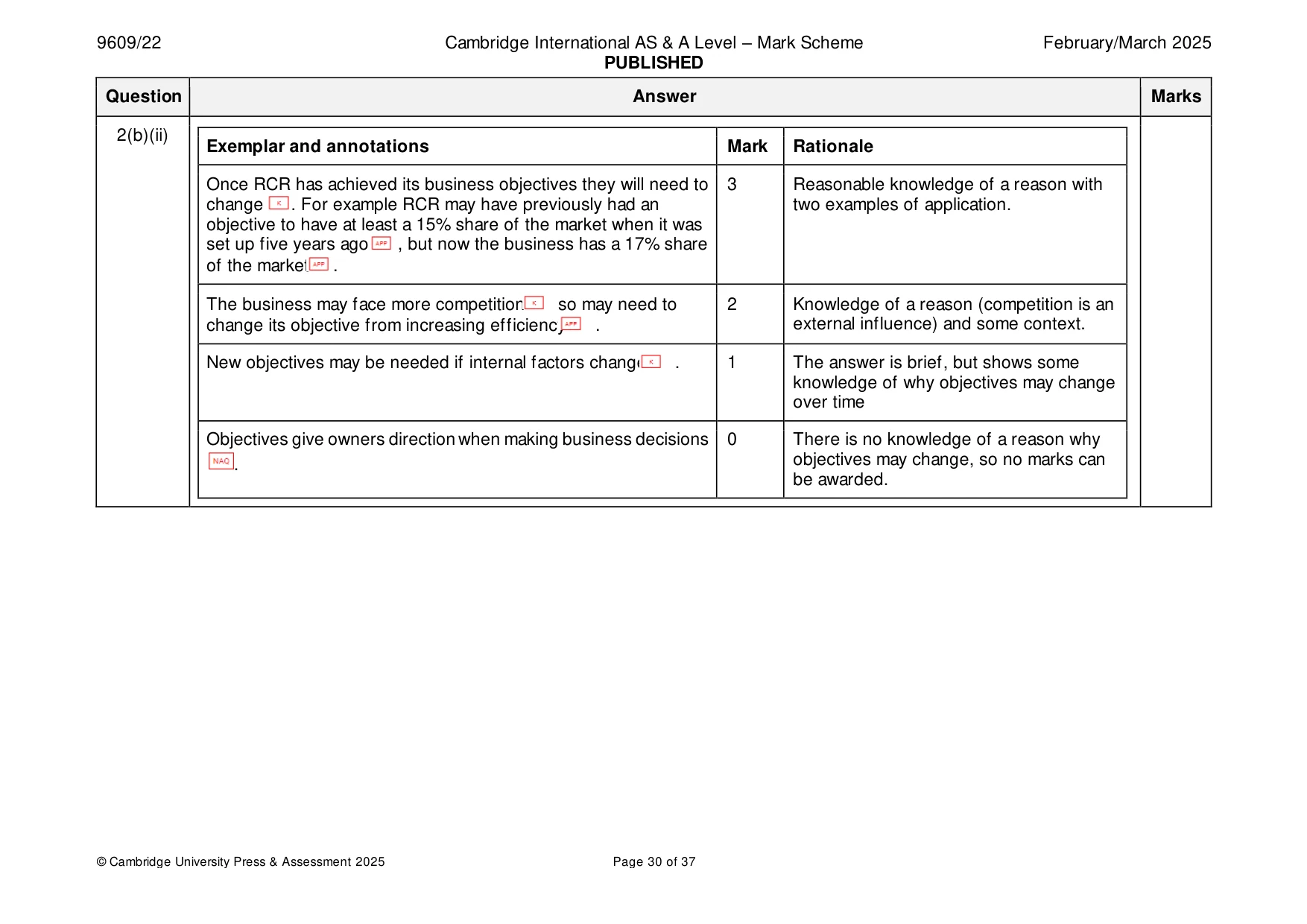 Mark scheme, page 30 of 37