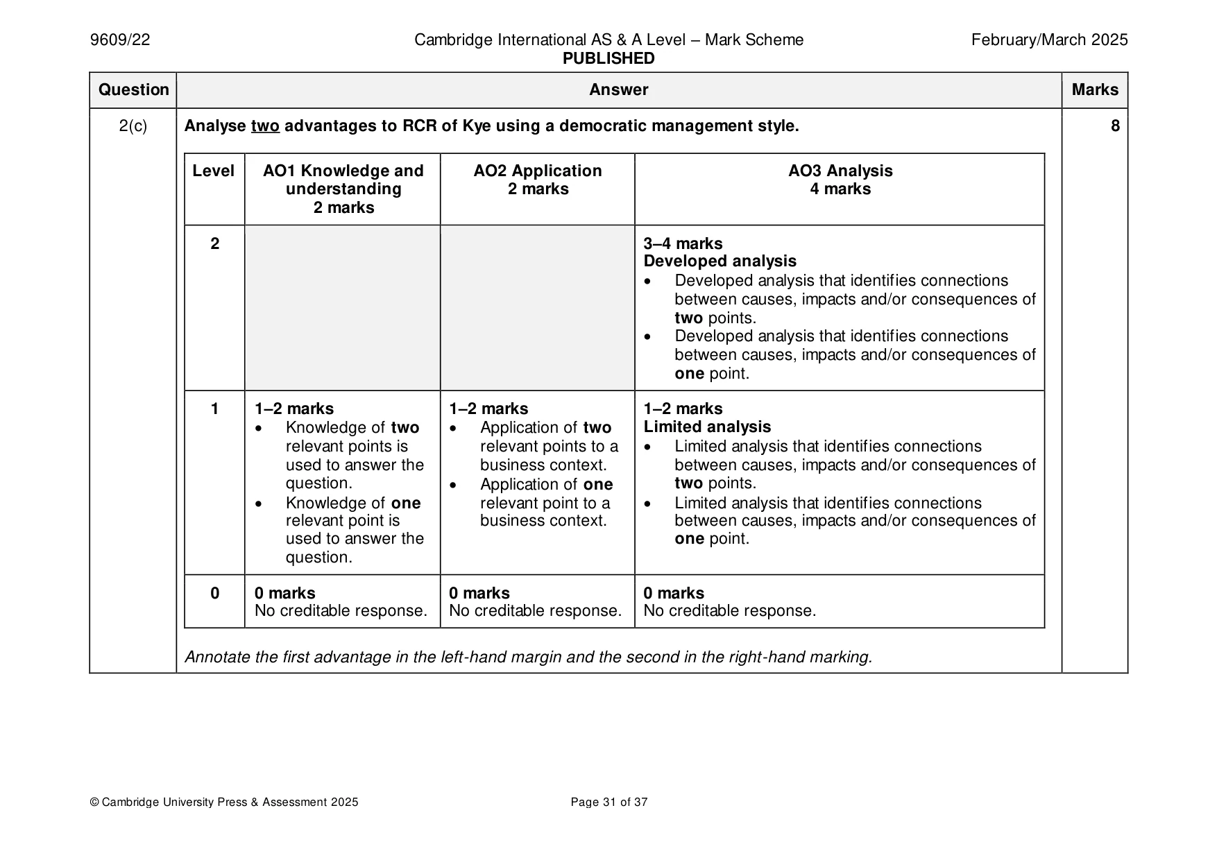 Mark scheme, page 31 of 37
