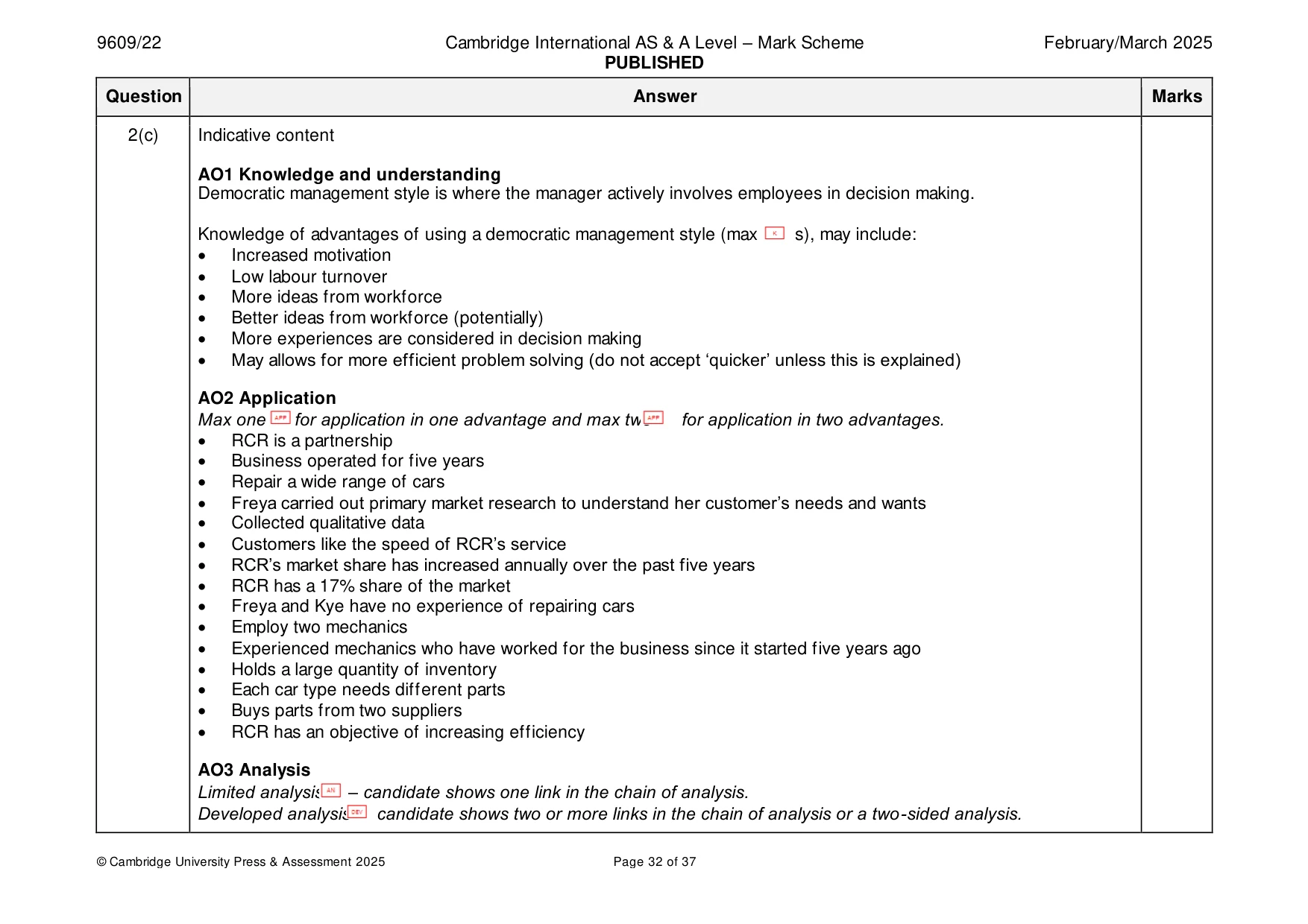 Mark scheme, page 32 of 37