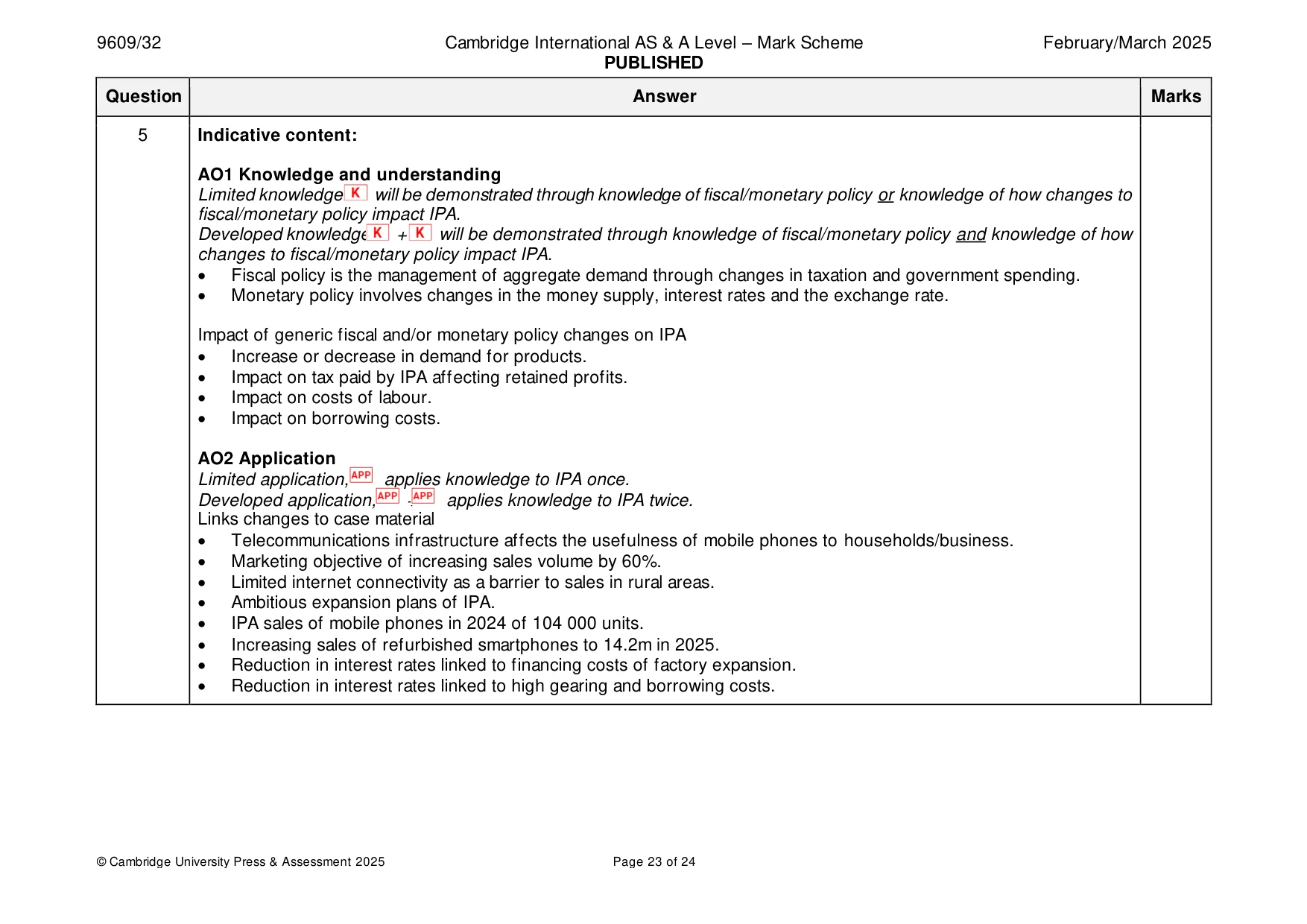 Mark scheme, page 23 of 24