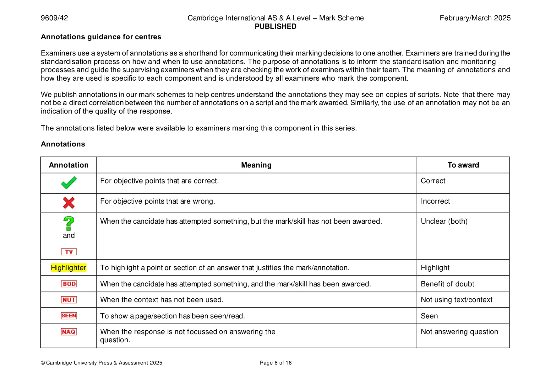 Mark scheme, page 6 of 16