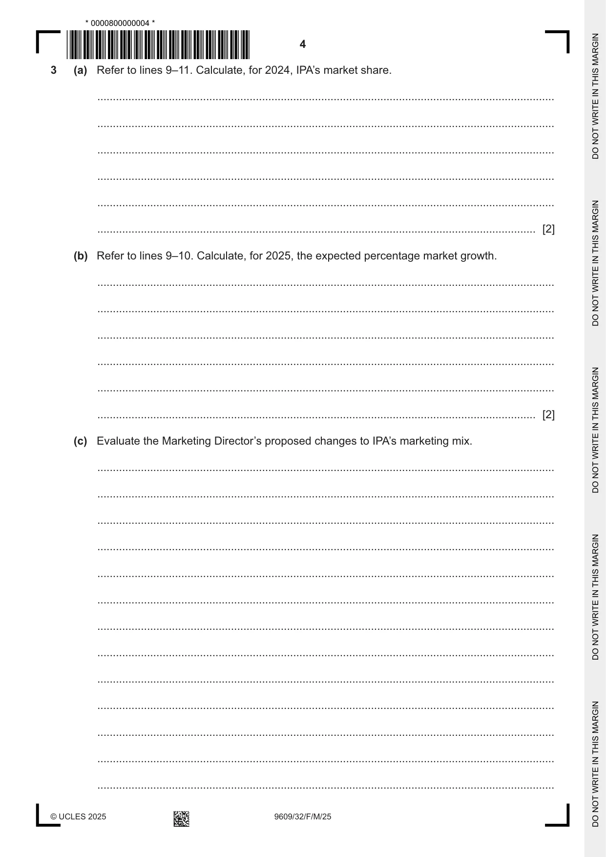 Cambridge A Level Business (for first examination in 2016) 9609 2025 Feb/March Paper 3 · Variant 2 question paper, page 4 of 12