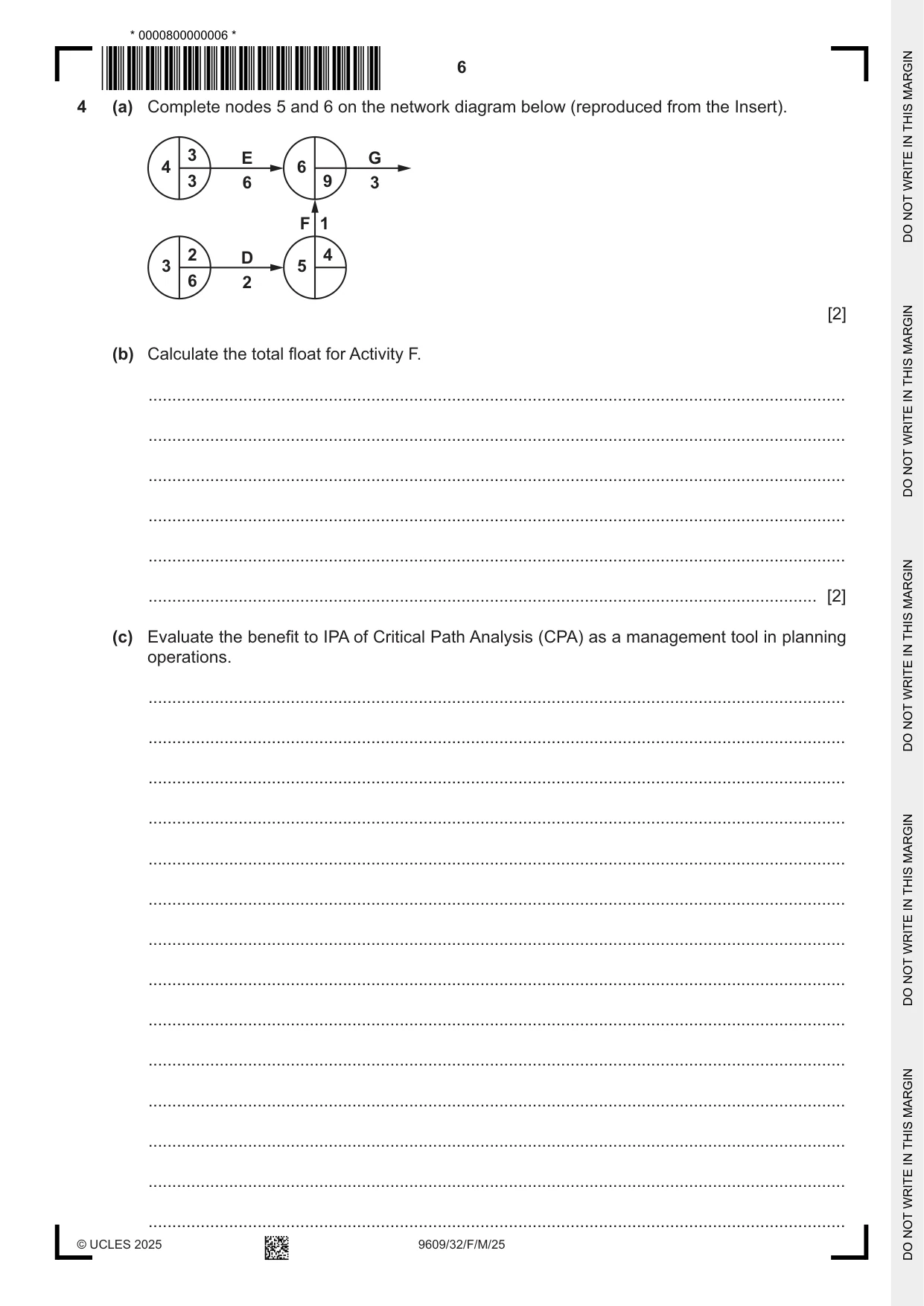 Cambridge A Level Business (for first examination in 2016) 9609 2025 Feb/March Paper 3 · Variant 2 question paper, page 6 of 12