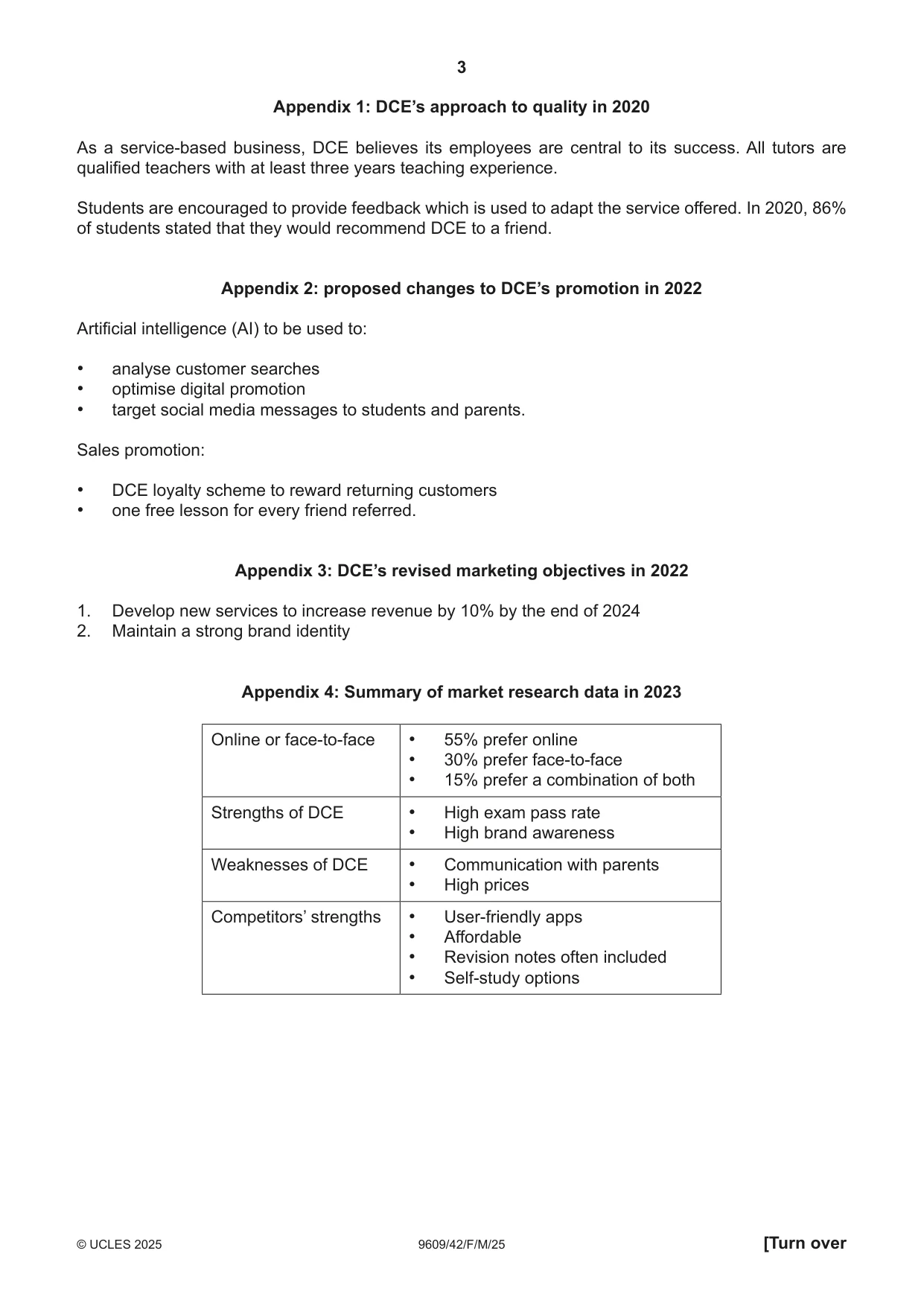 Cambridge A Level Business (for first examination in 2016) 9609 2025 Feb/March Paper 4 · Variant 2 question paper, page 3 of 4