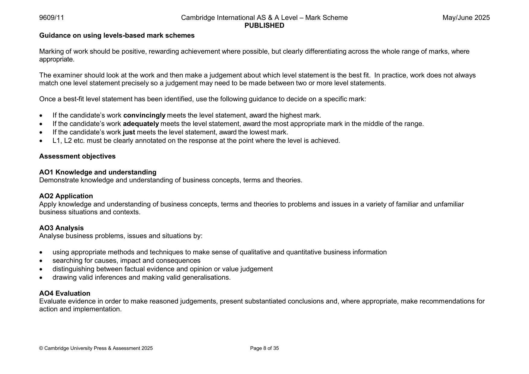Mark scheme, page 8 of 35