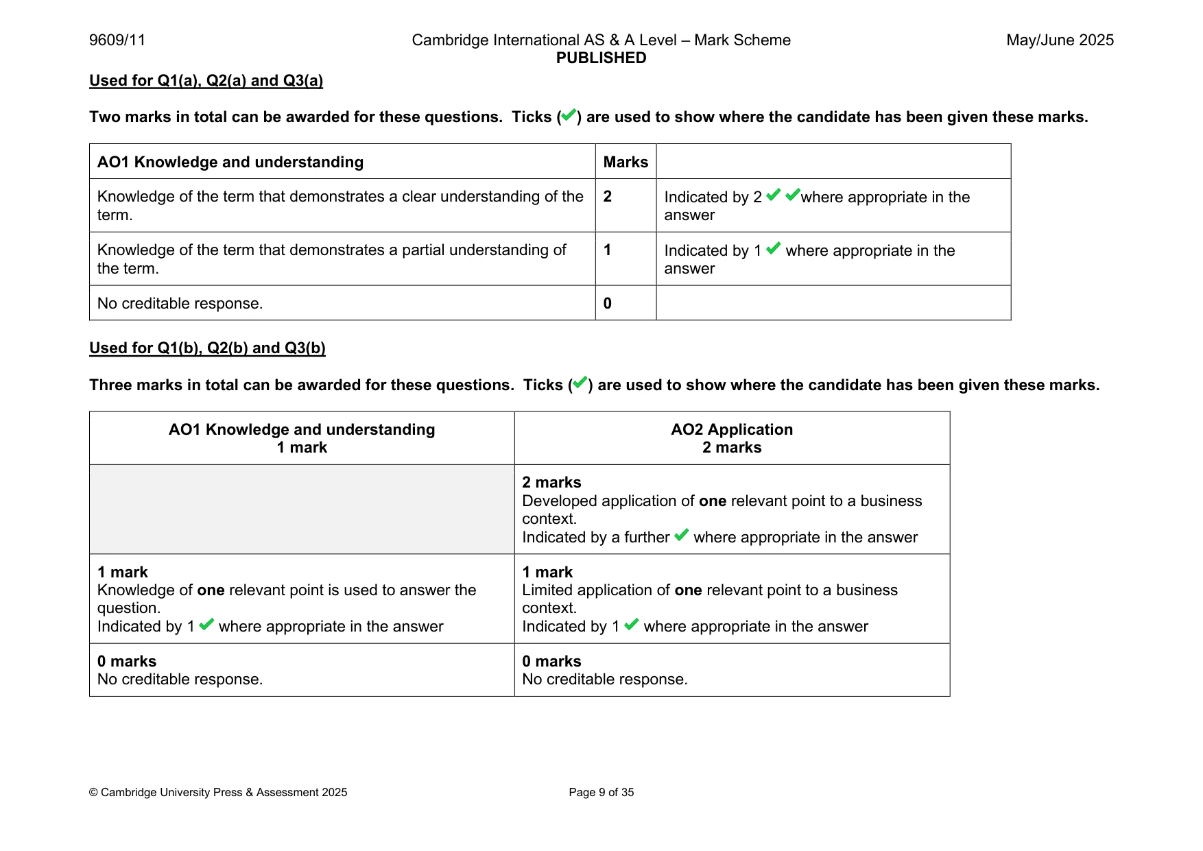 Mark scheme, page 9 of 35